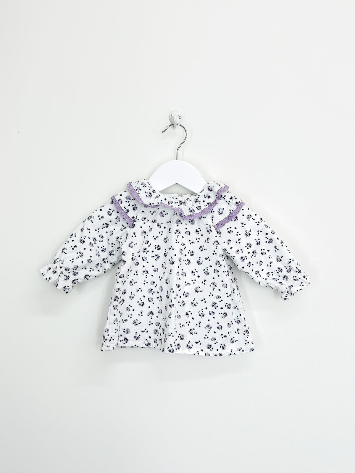 Teeny Weeny long sleeve collared dress - lilac floral (3-6m)