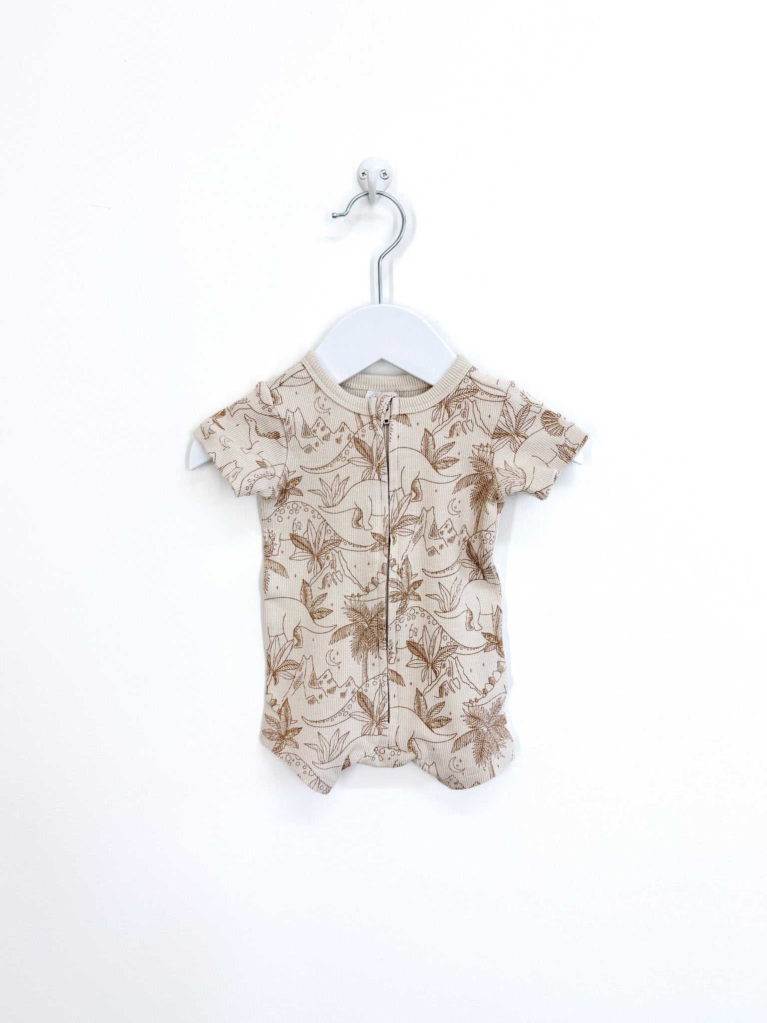 Cotton On Kids rib shortie zipsuit - dino (newborn)