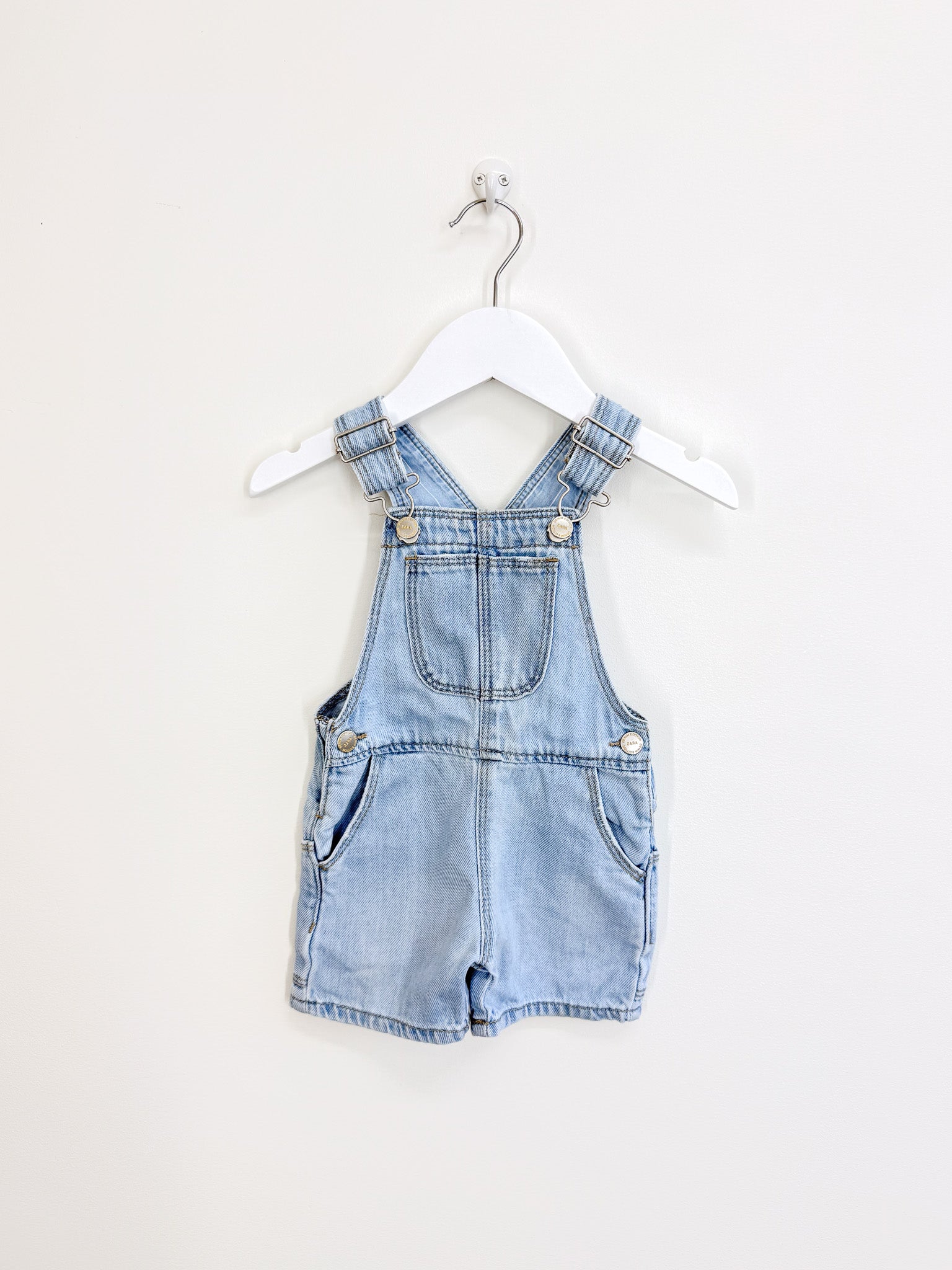 Zara light wash denim shortalls (3-6m)