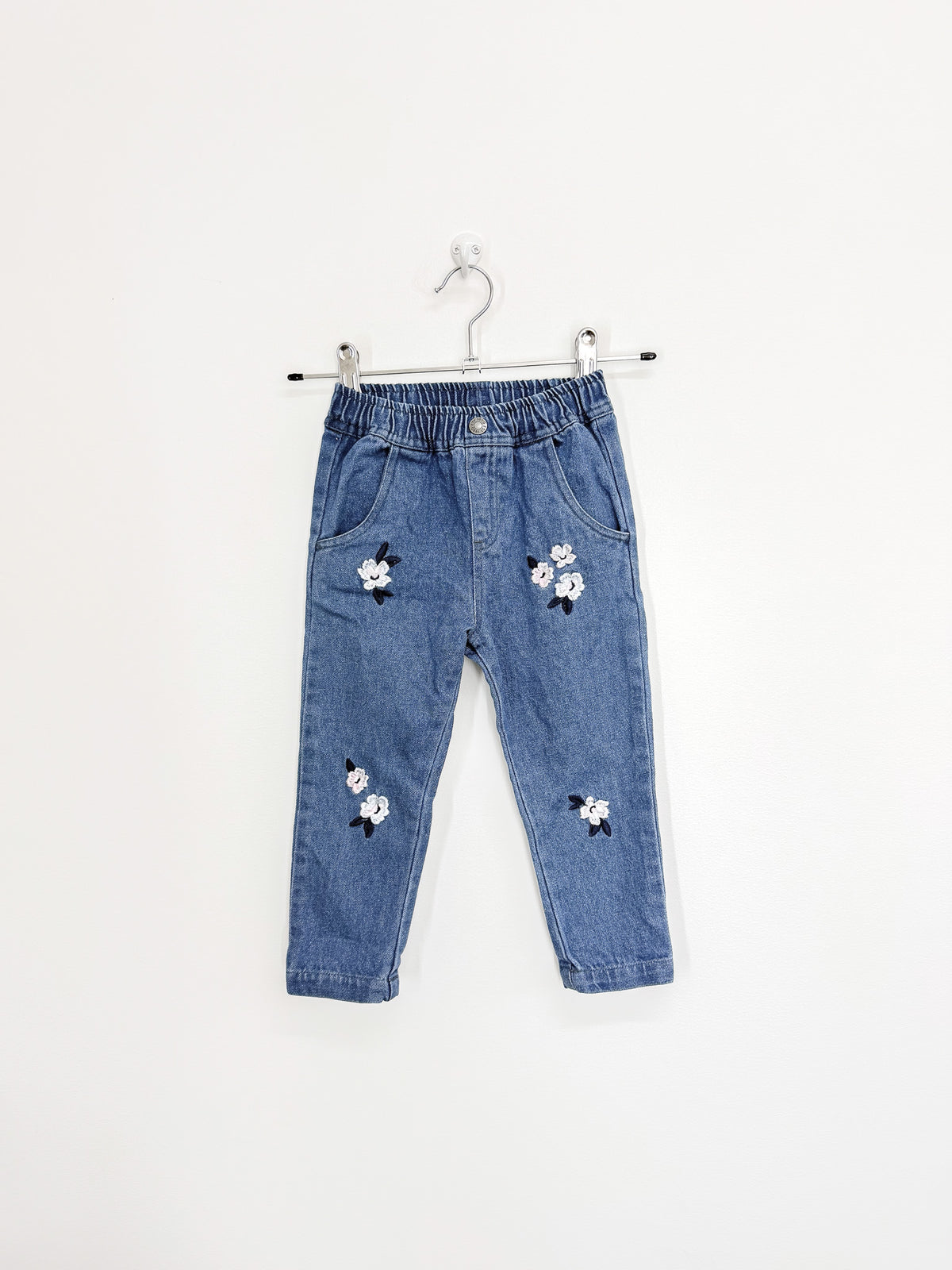 Teeny Weeny embroidered denim pull up jeans (18-24m)