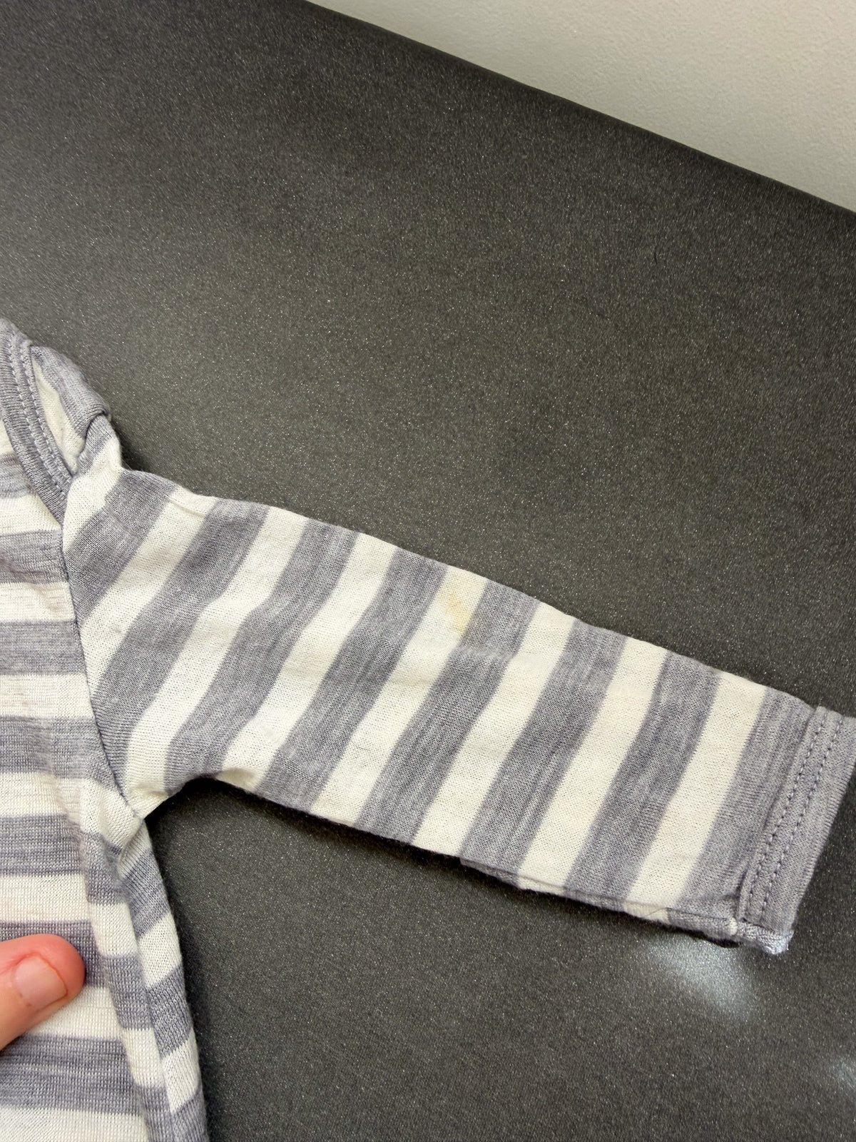 Babu merino gown - grey stripe (newborn)