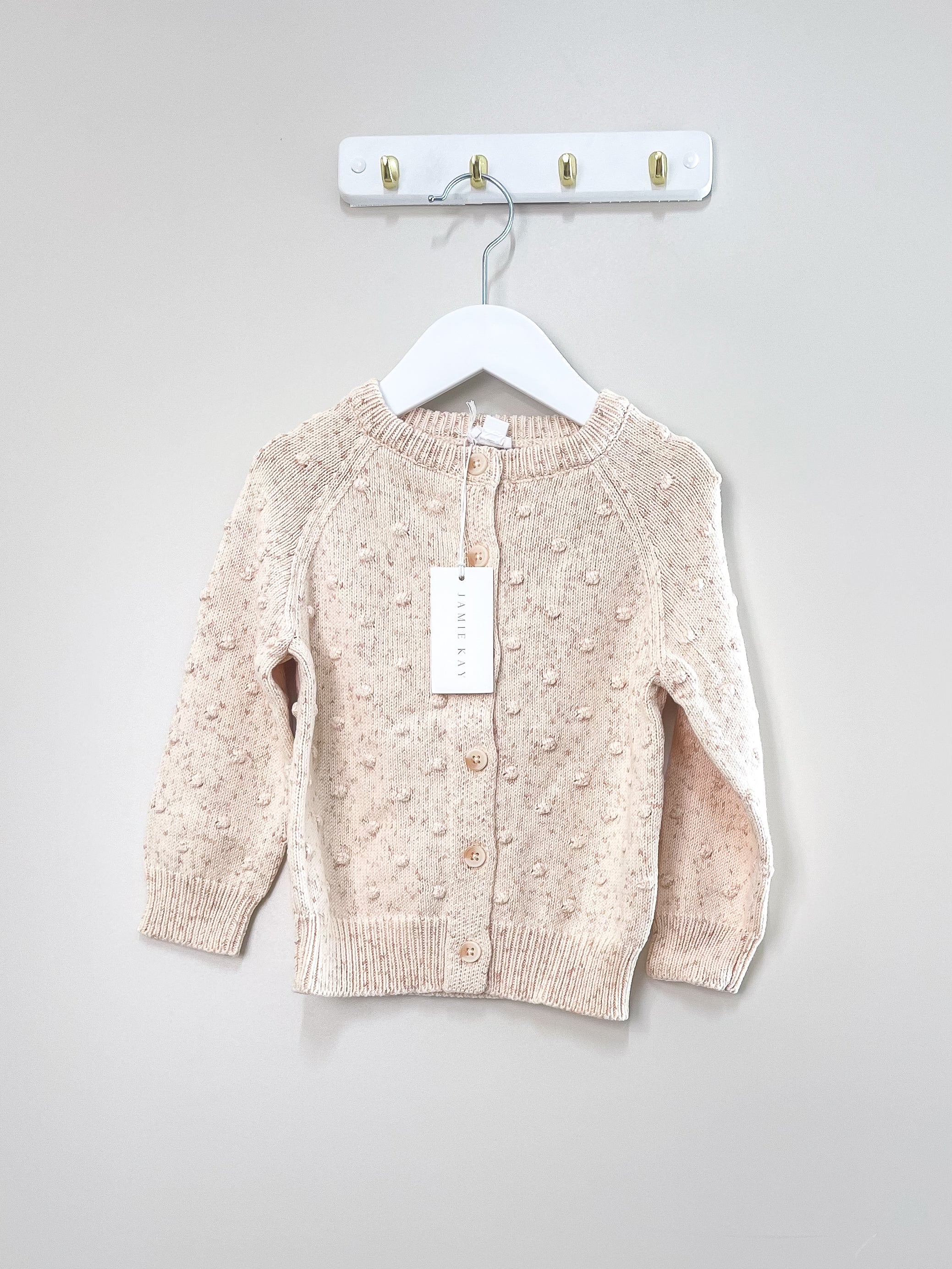 BNWT Jamie Kay dotty knit cardigan - apricot fleck (4y)