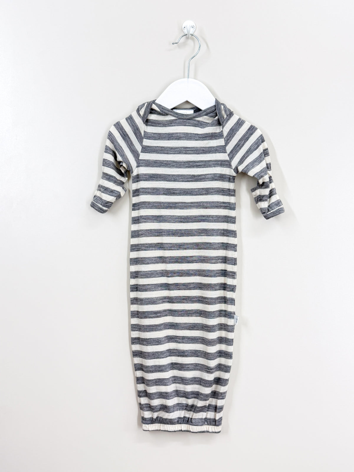 Babu merino bundler gown - grey stripe (newborn)