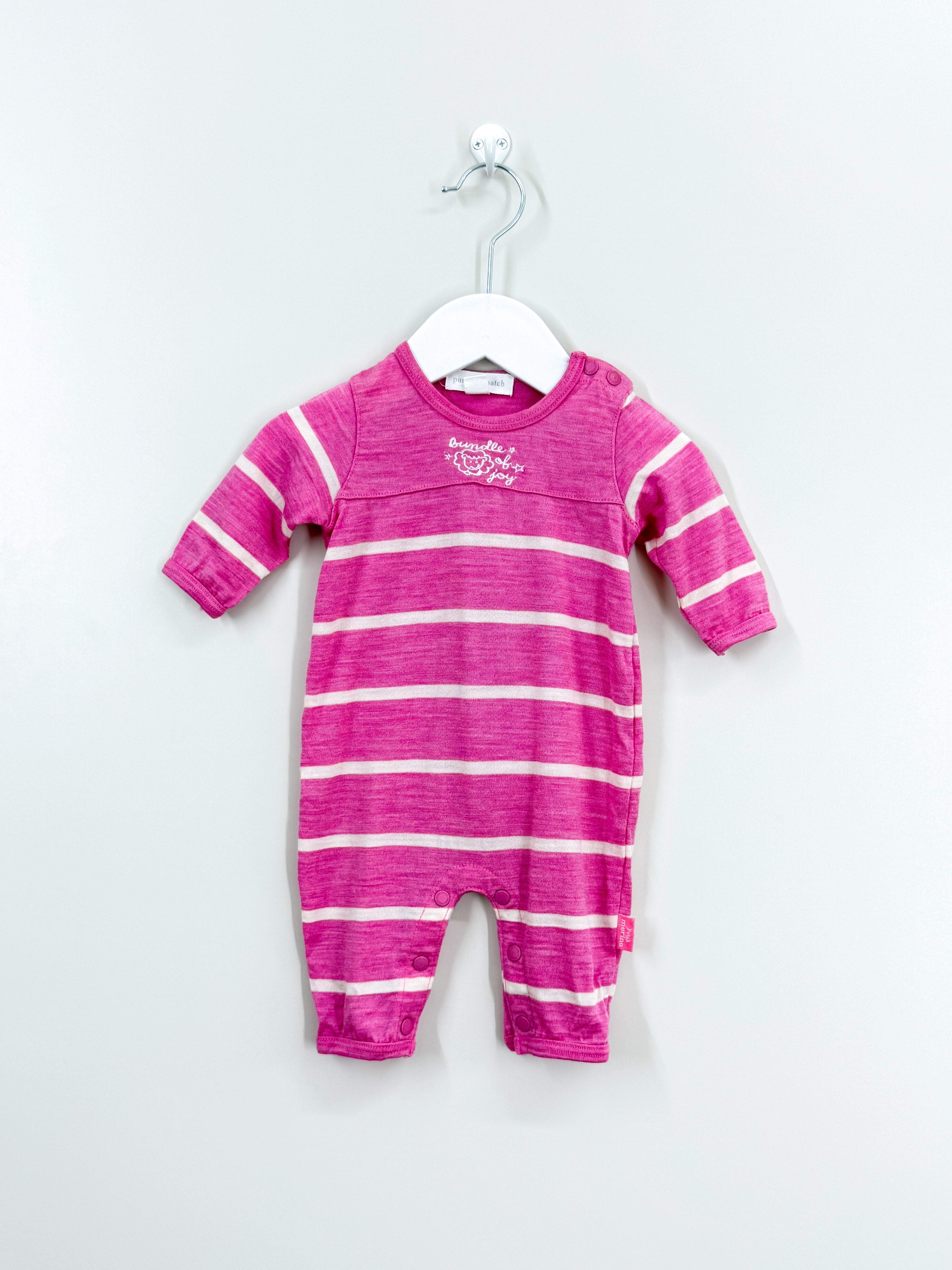 Pumpkin Patch merino stripe onesie (newborn)