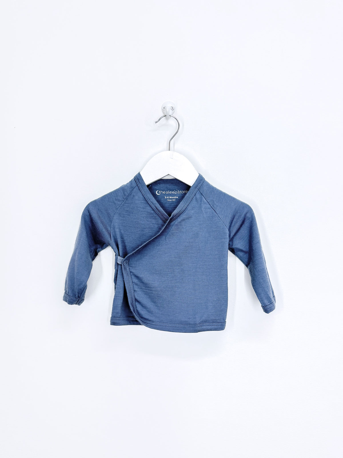 The Sleep Store merino jersey kimono cardigan - sea (3-6m)