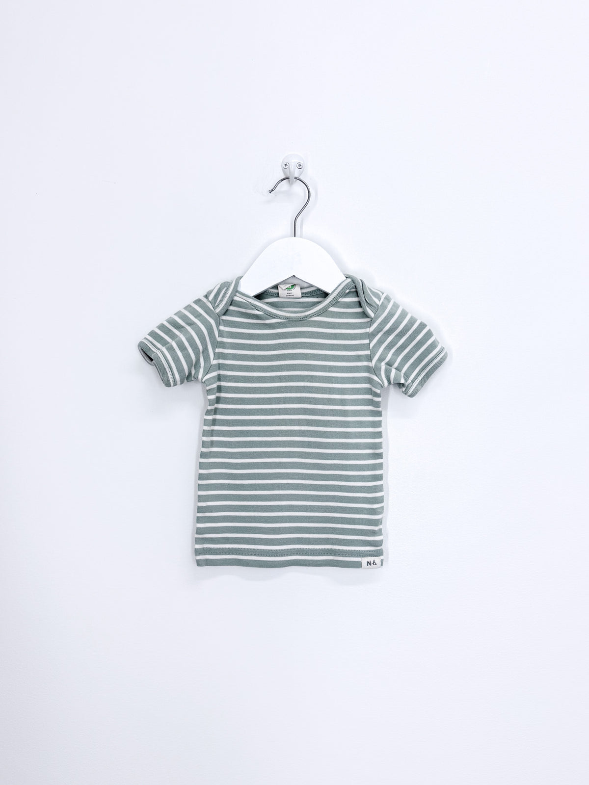 Nature Baby organic short sleeve tee - green stripe (6-12m)