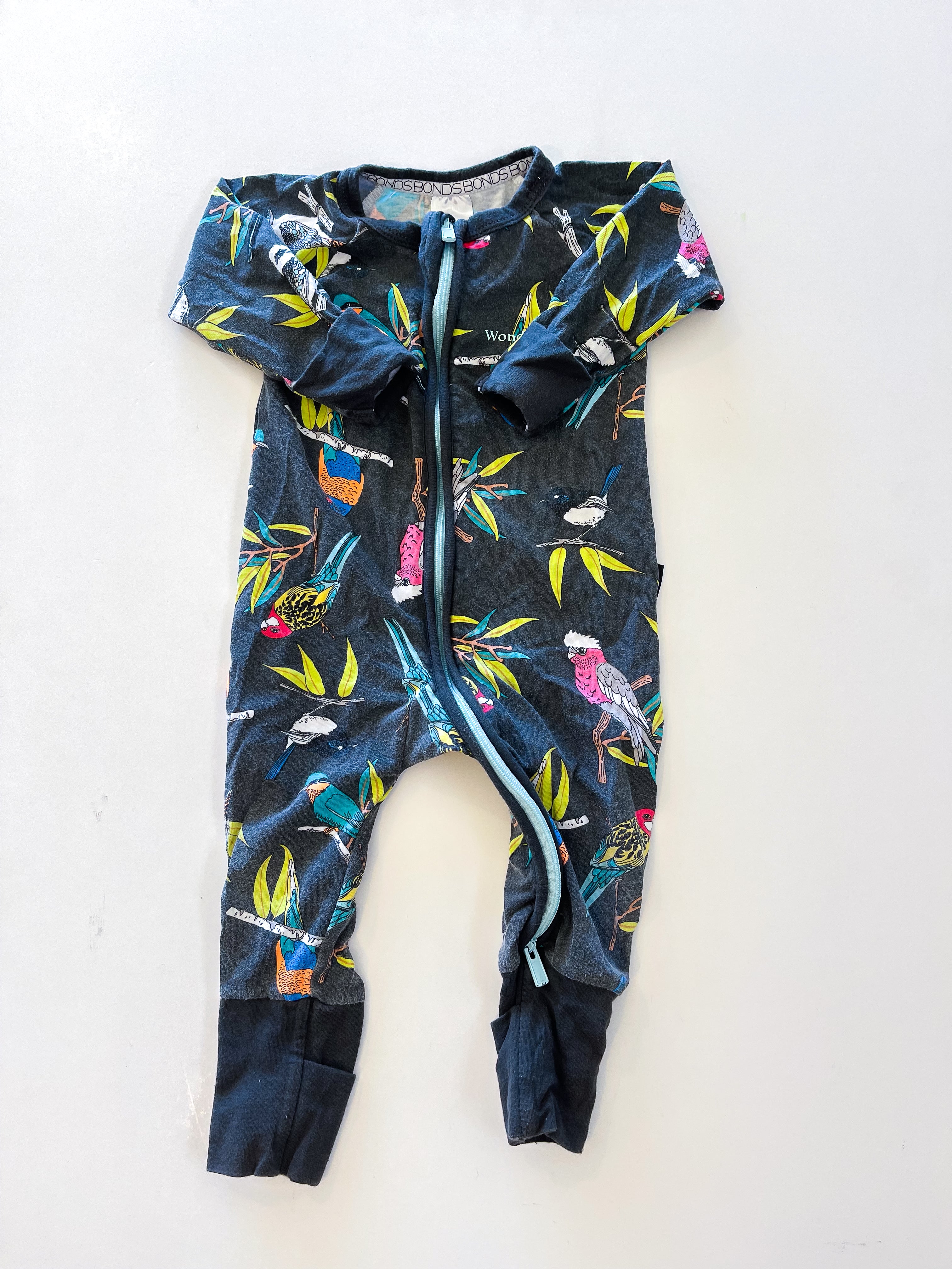 Bonds wondersuit - birds (3-6m)
