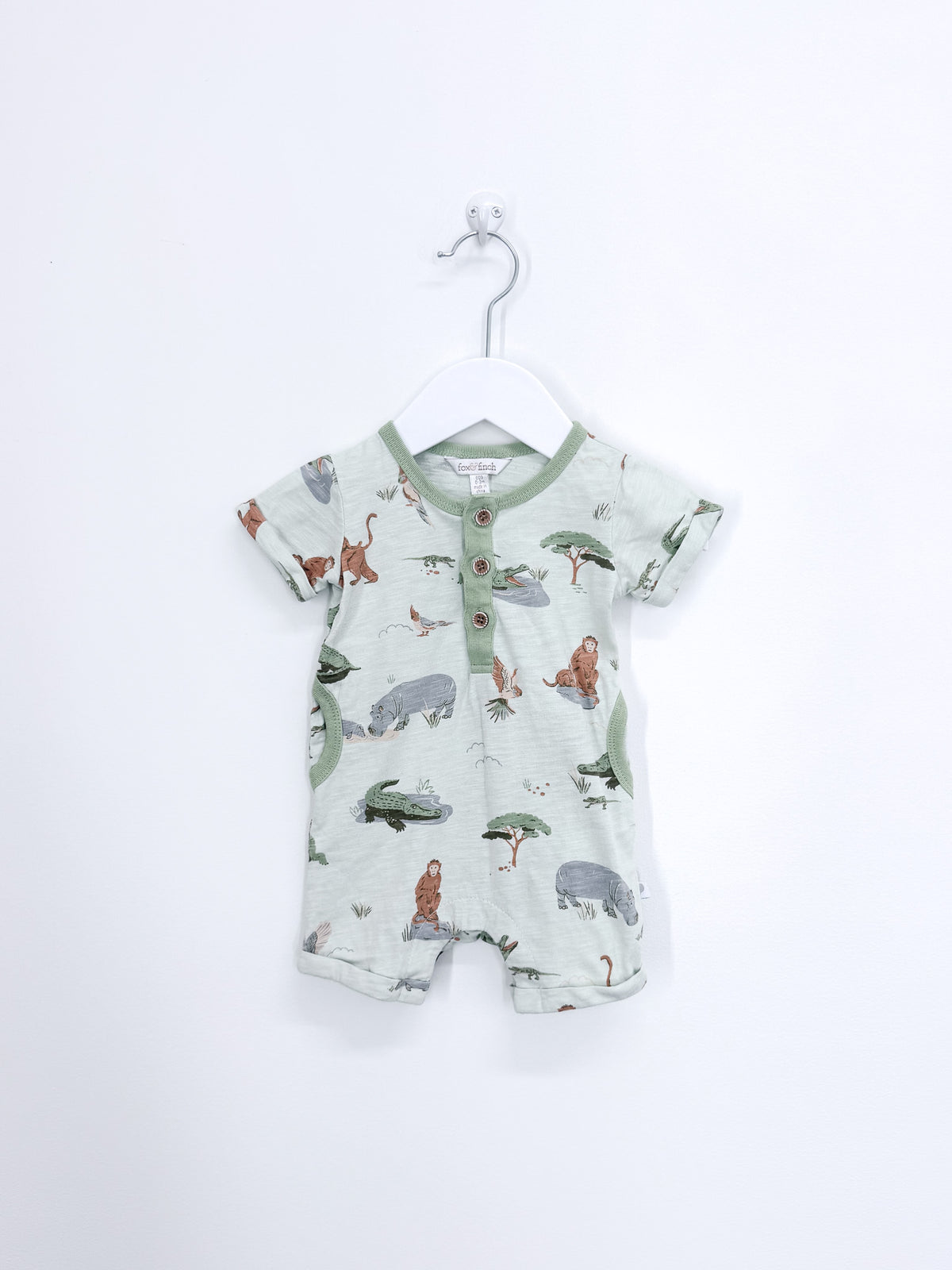 Fox & Finch short sleeve henley romper (0-3m)