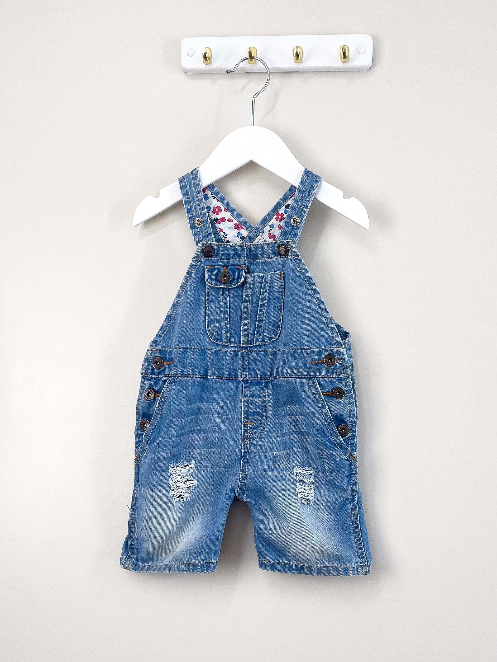 OshKosh distressed denim shortalls (6-12m)