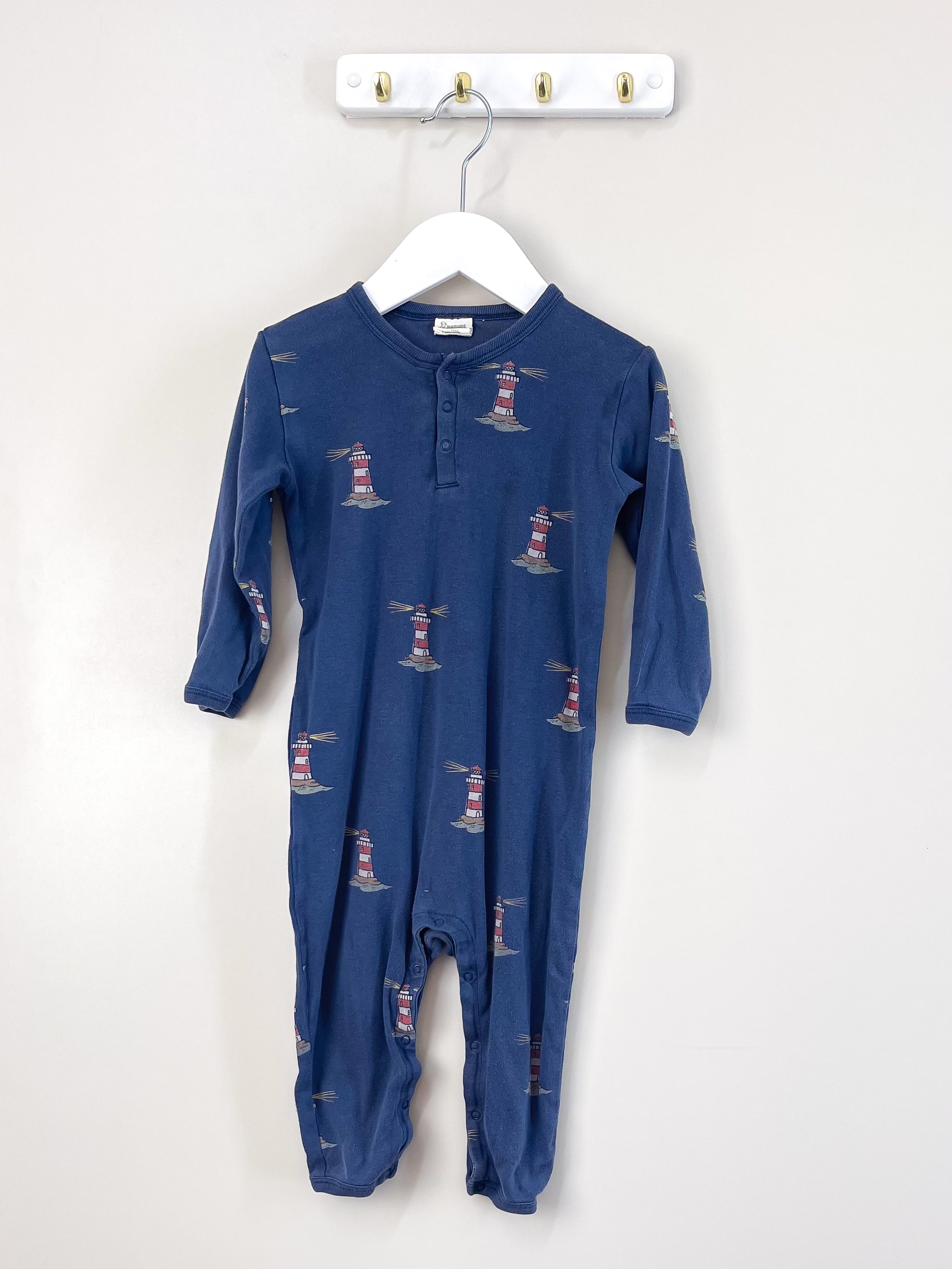 Nature Baby organic henley romper - light house (3-6m)