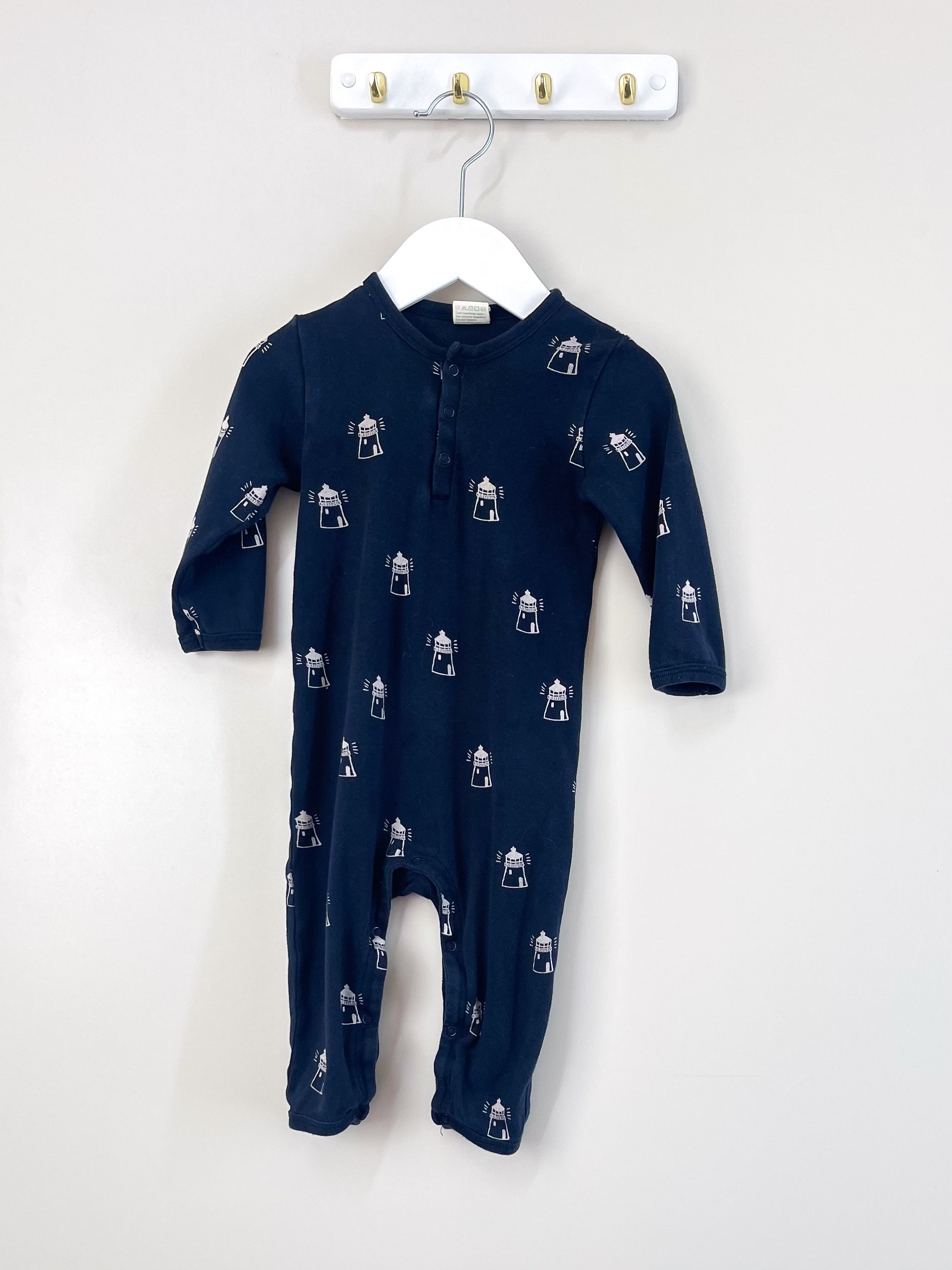 Nature Baby organic henley PJ suit - lighthouse (6-12m)