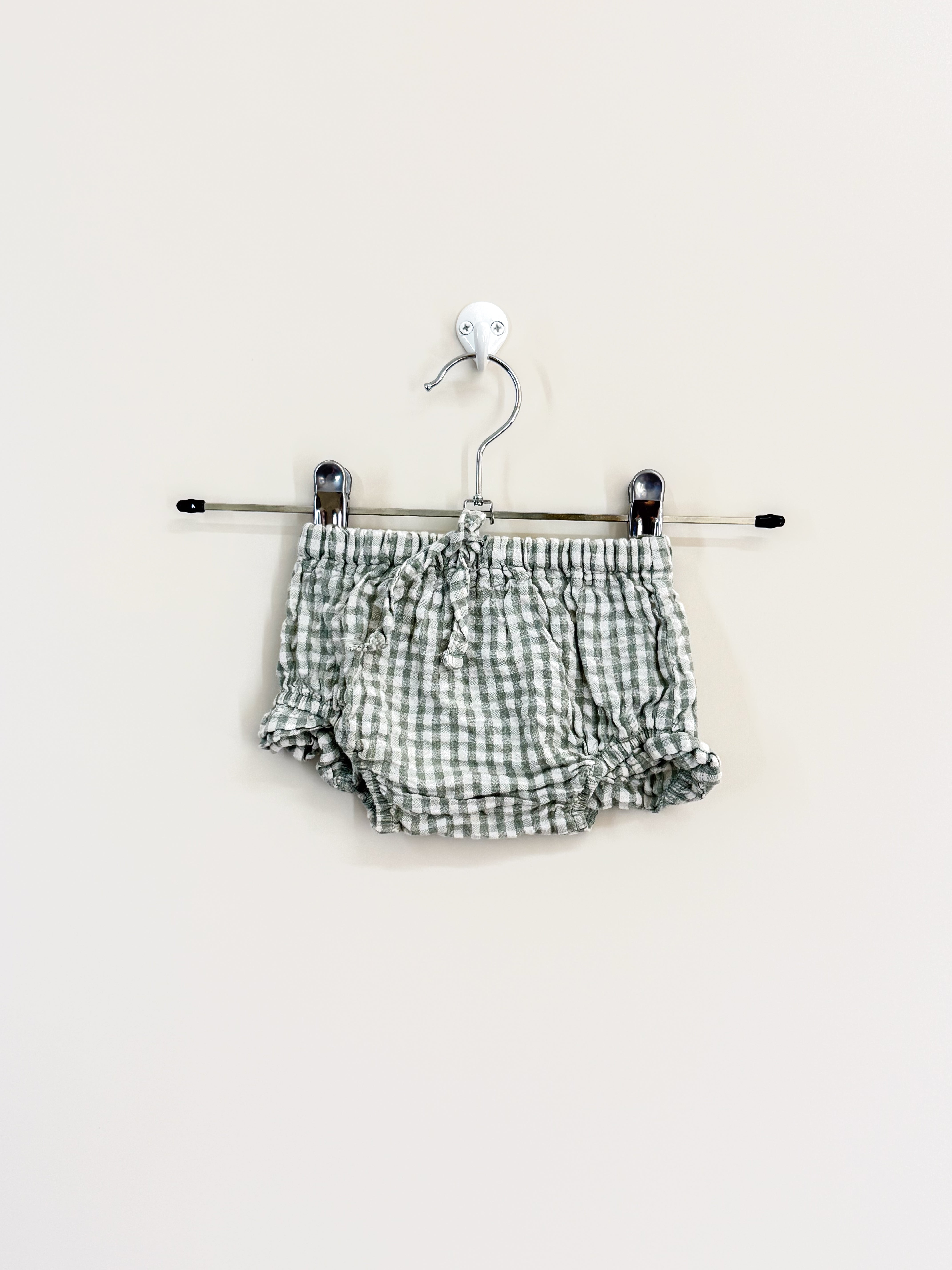 Nature Baby organic petal bloomers - lagoon gingham (0-3m)