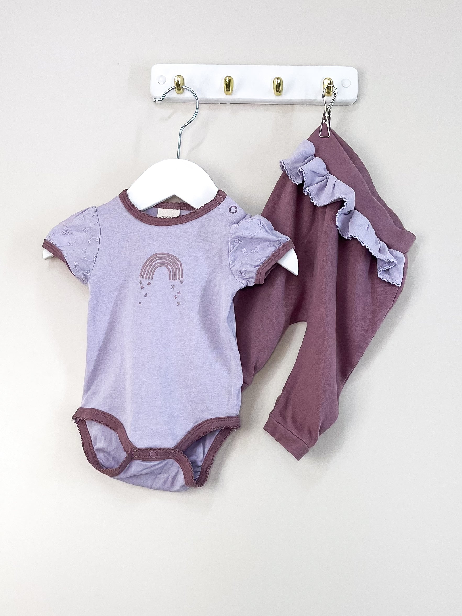 Little Bundle purple rainbow set (0-3m)