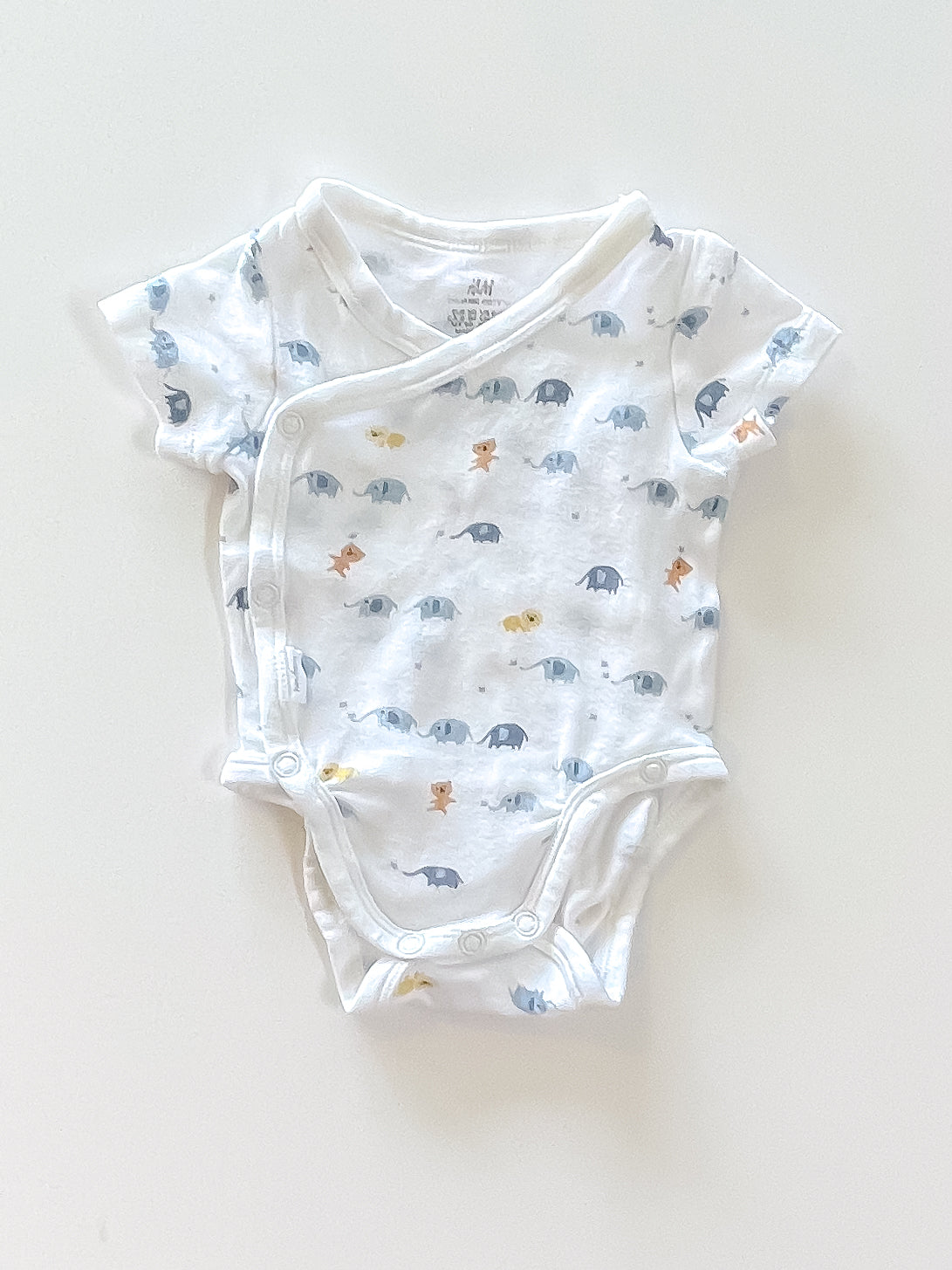 H M organic kimono bodysuit elephants 0 1m