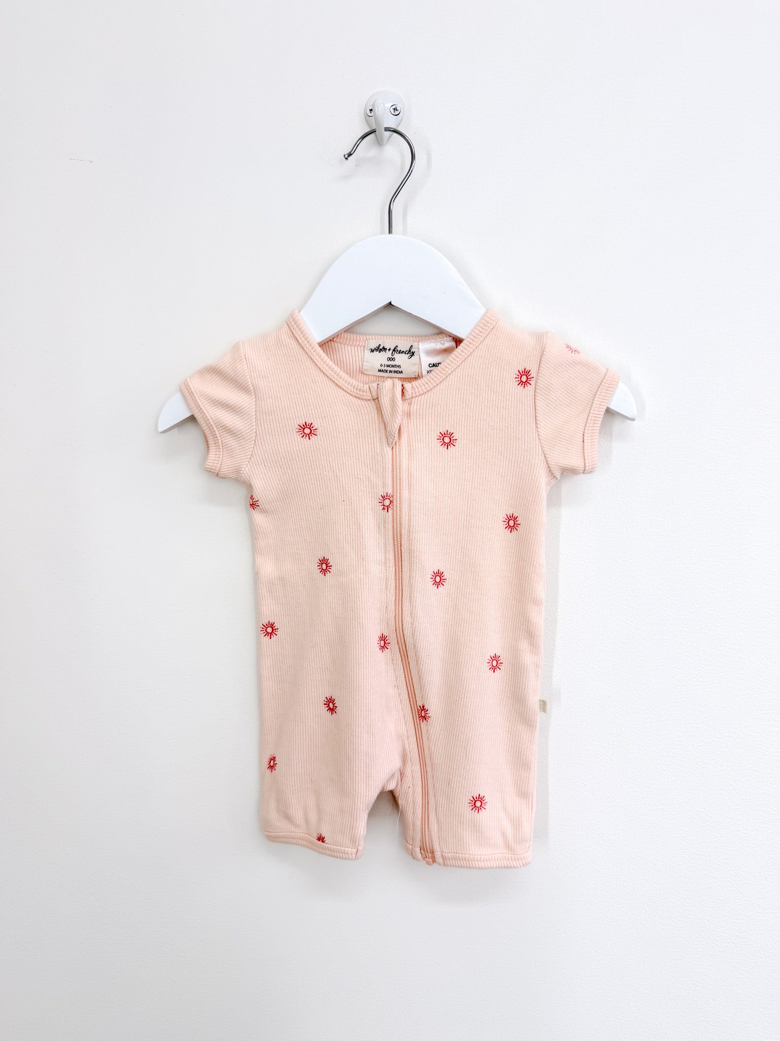Wilson & Frenchy organic rib shortie zipsuit - petit soleil (0-3m)