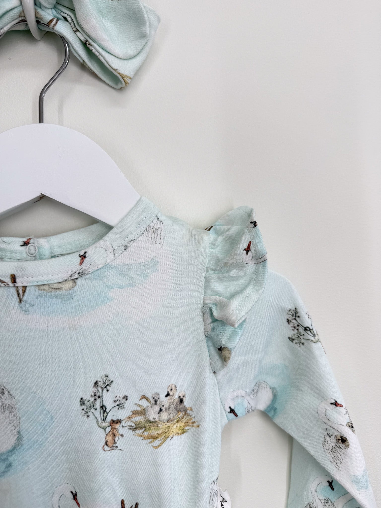 Aster & Oak organic swan tutu dress + headband (1-2y)