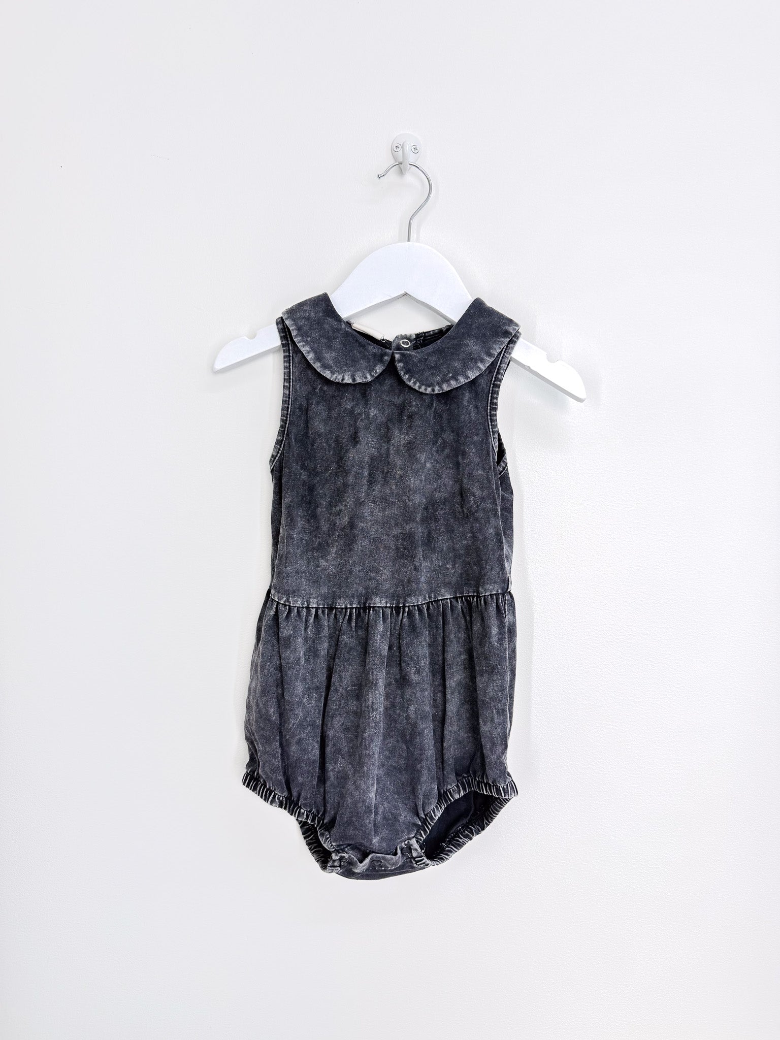 Rock Your Baby black wash collared romper (18-24m)