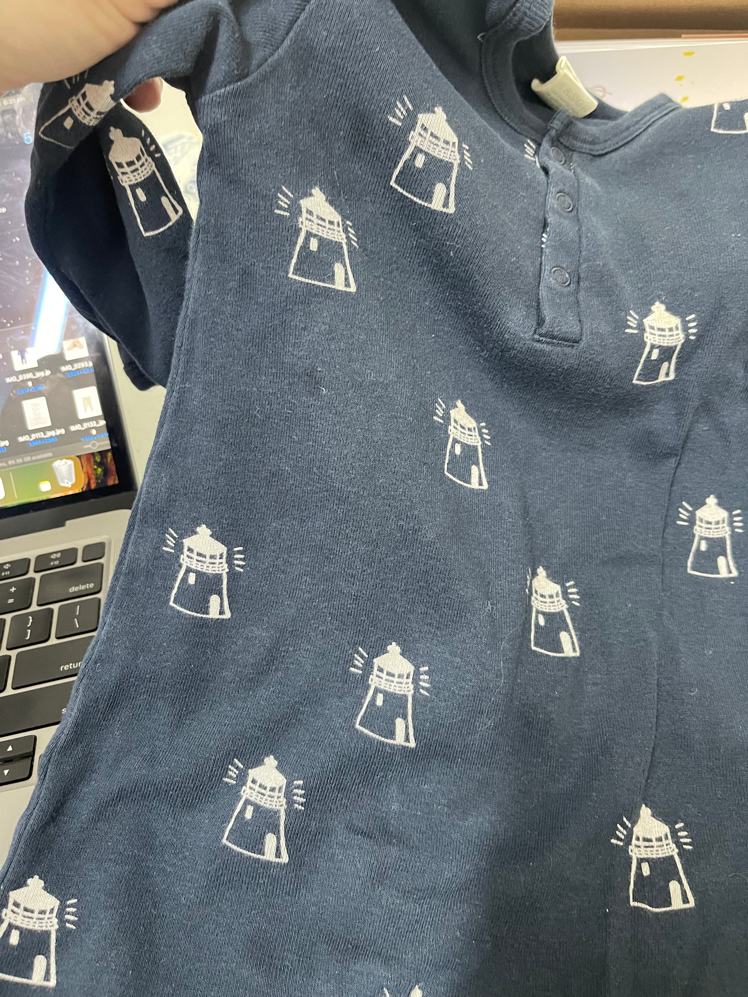 Nature Baby organic henley PJ suit - lighthouse (6-12m)