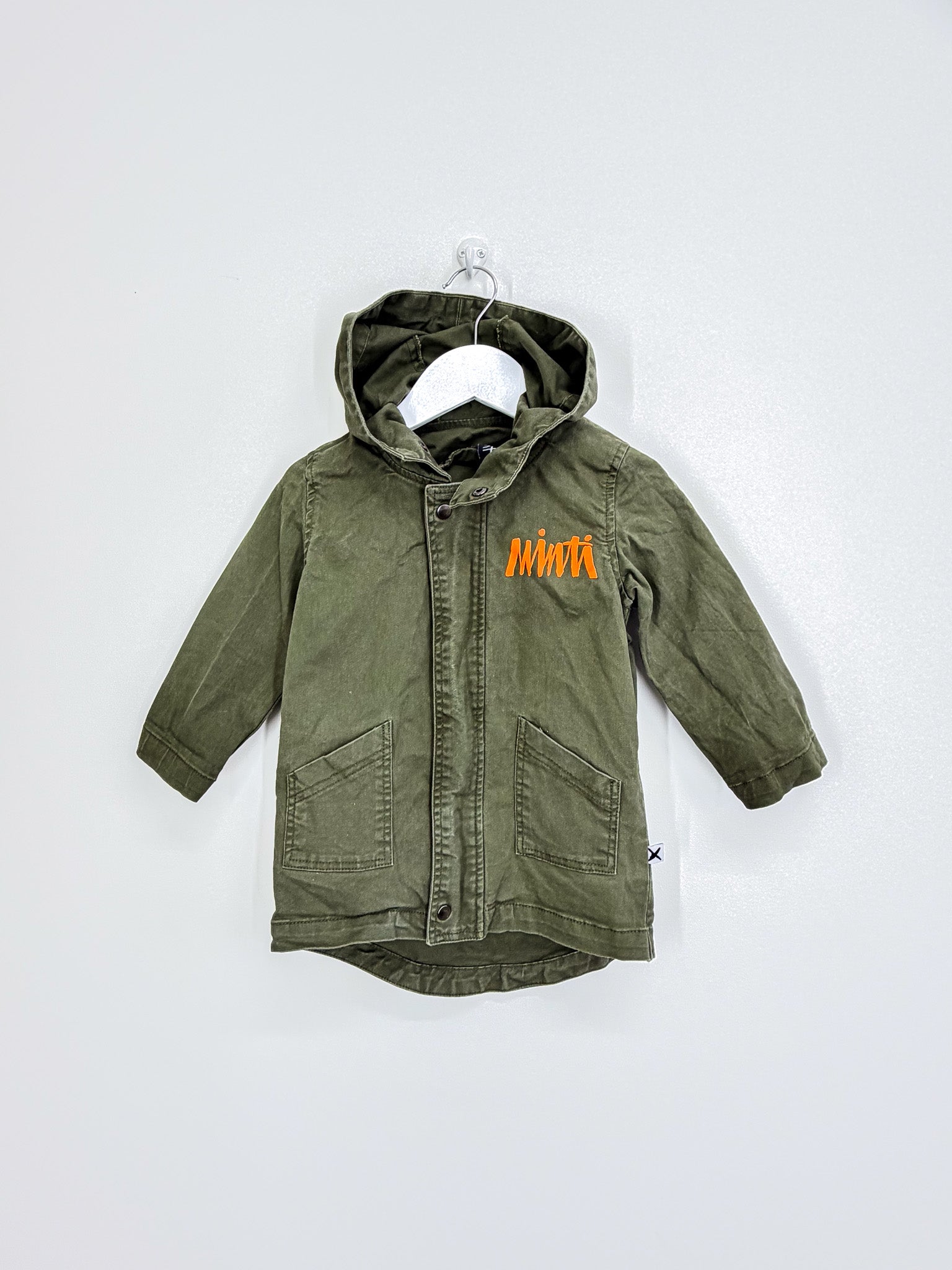 Minti khaki longline hooded jacket (2y)