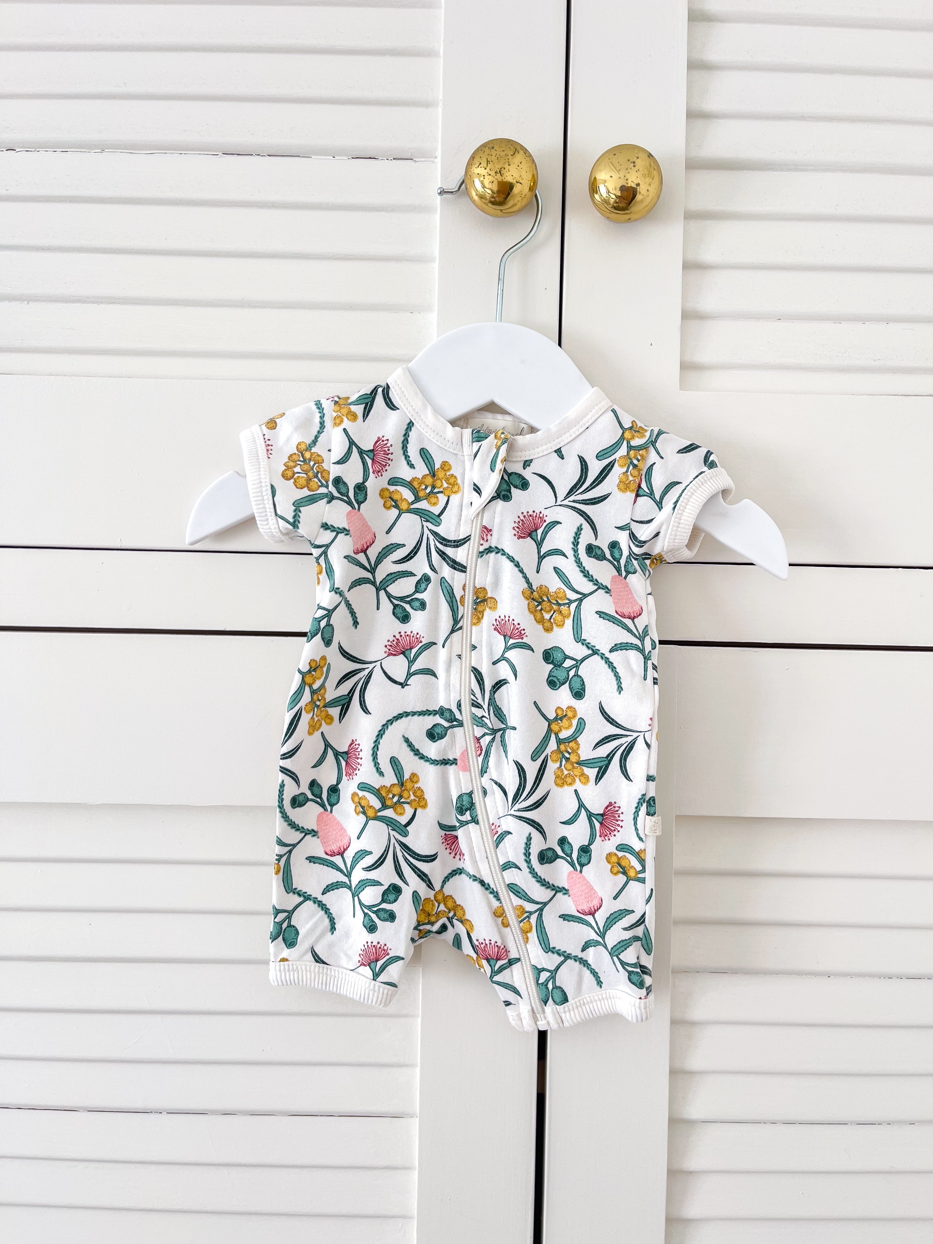 Wilson & Frenchy organic boyleg zipsuit - pixie fleur (newborn)