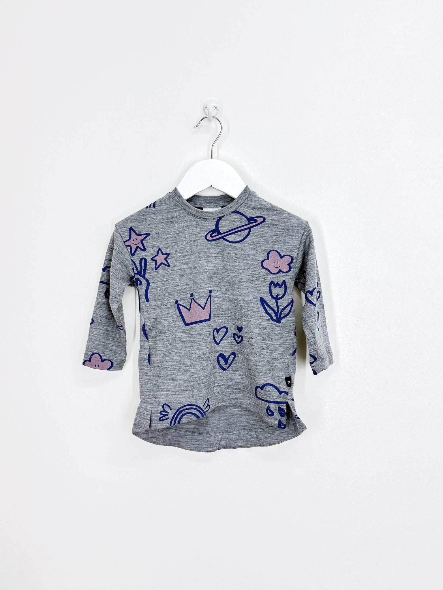 Little Flock Of Horrors merino ayla long sleeve top (18-24m)