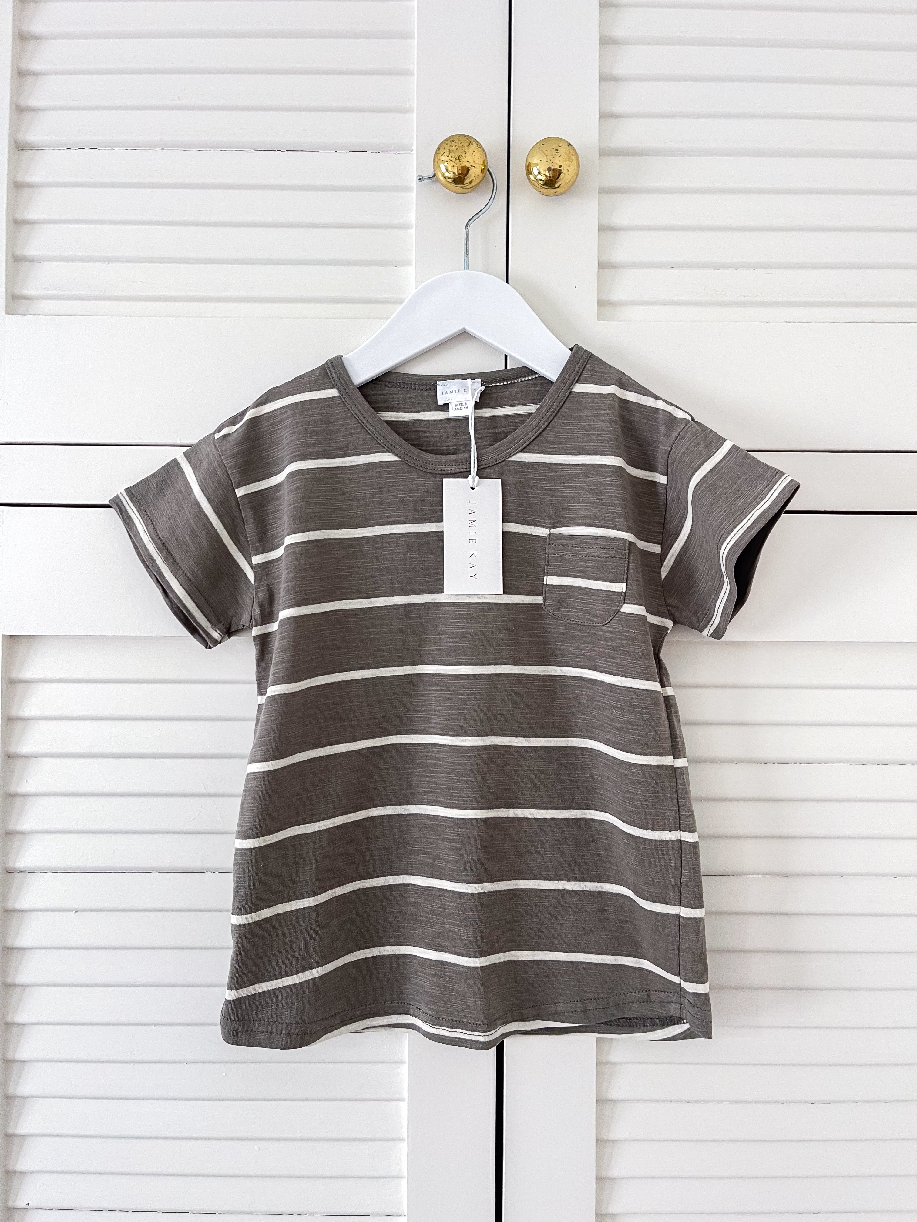 BNWT Jamie Kay organic striped pocket tee (5y)