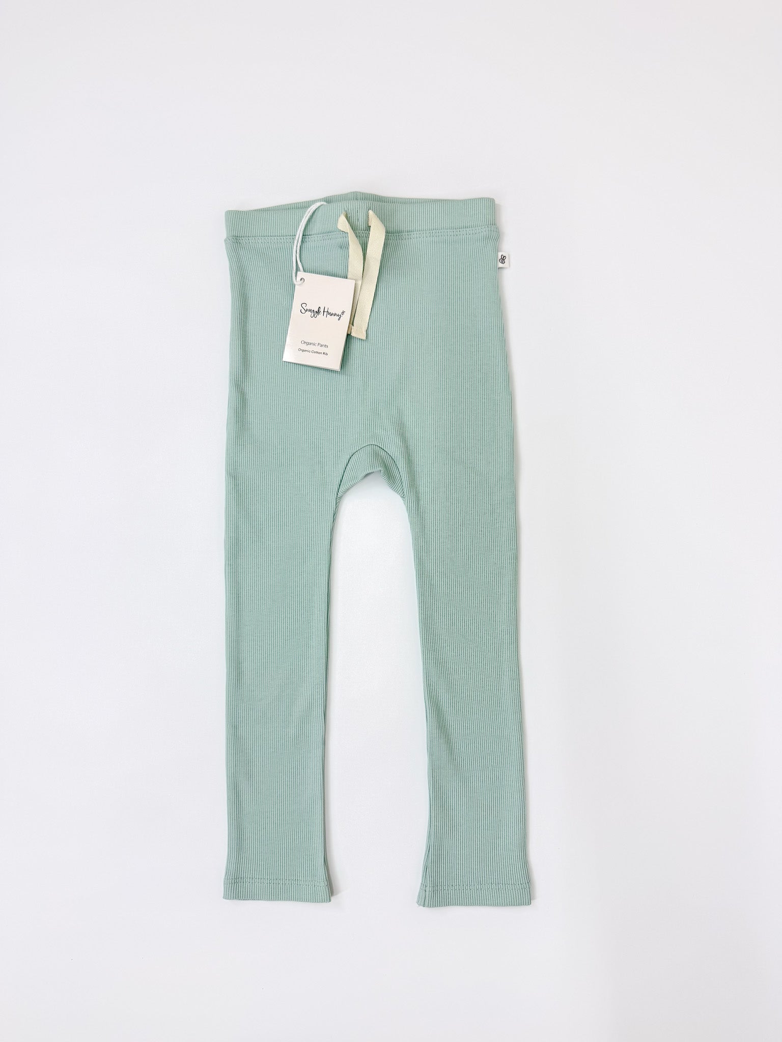 BNWT Snuggle Hunny organic rib leggings - sage (3y)