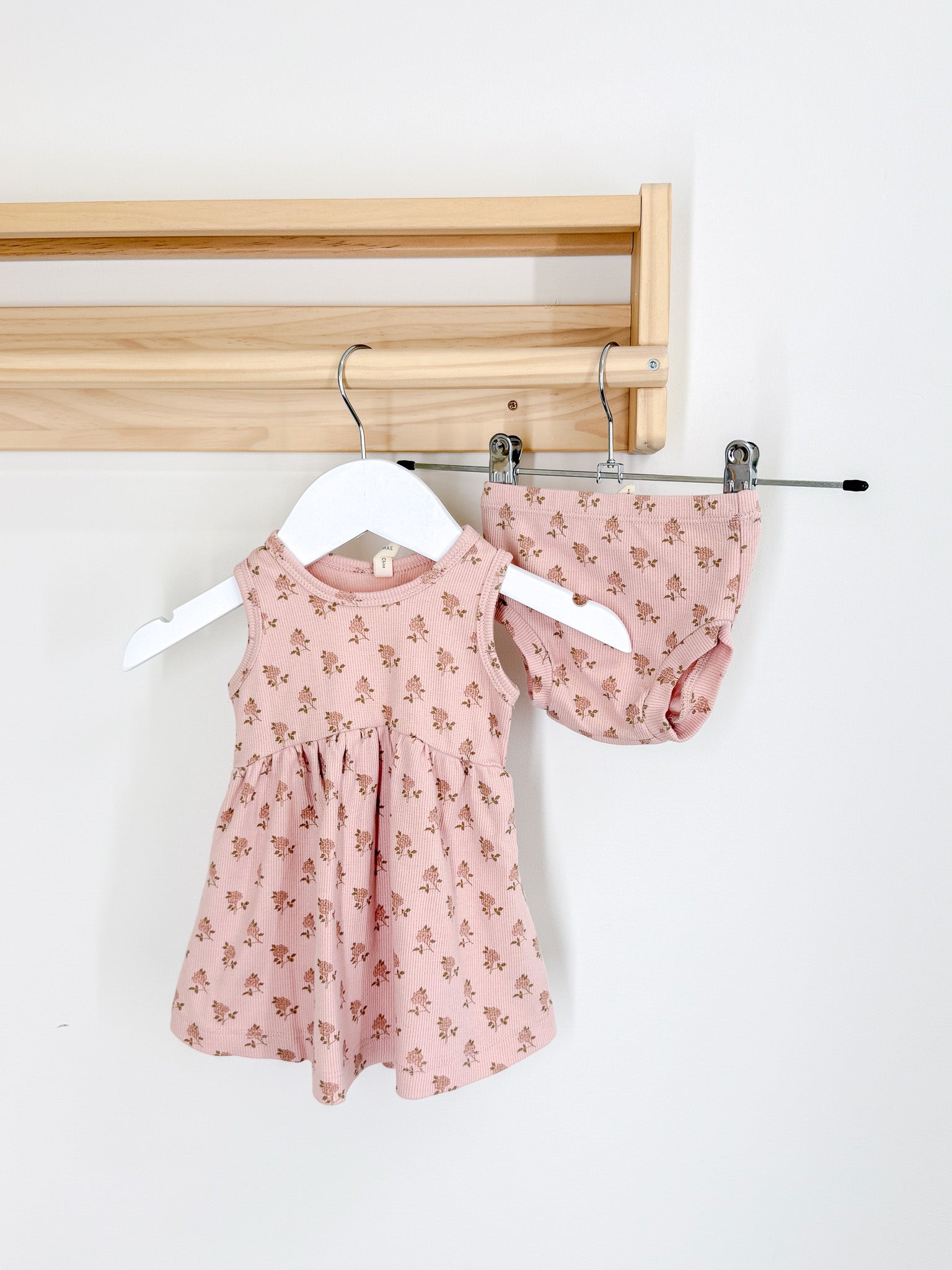 Quincy Mae organic rib tank dress + bloomers set (3-6m)
