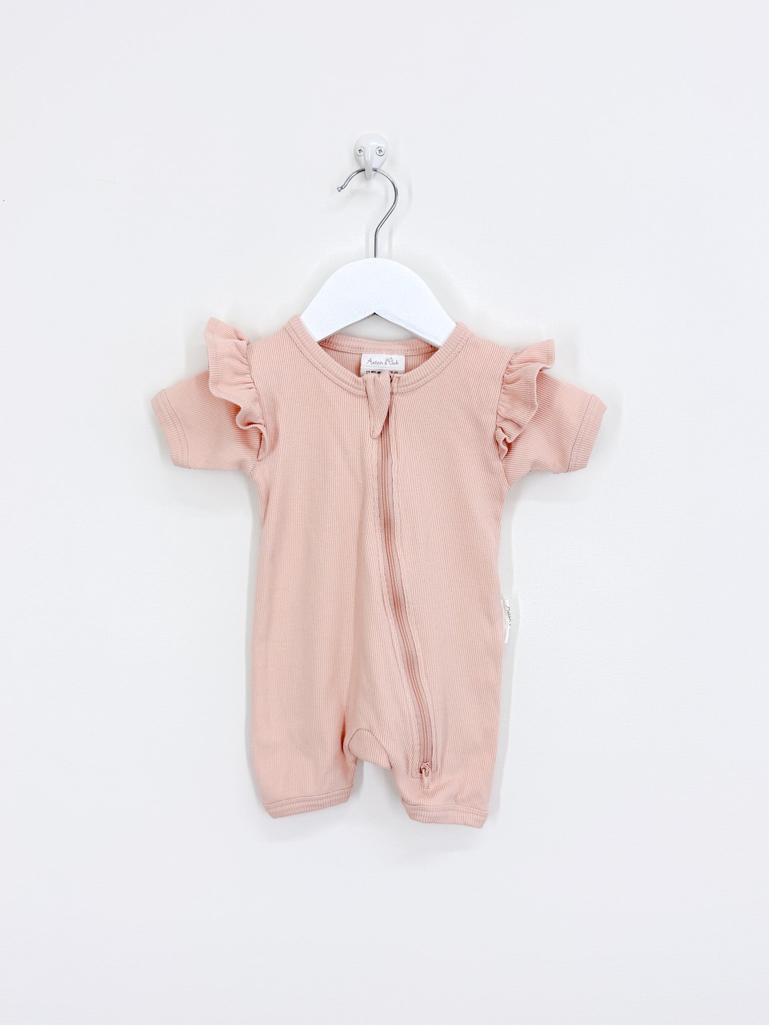 Aster & Oak organic rib zipsuit (3-6m)