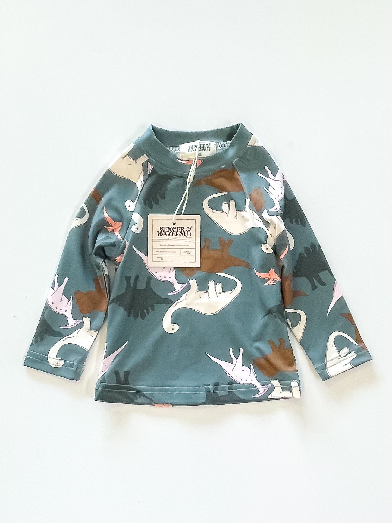 BNWT Bencer & Hazelnut dino swim rash top (0-3m)