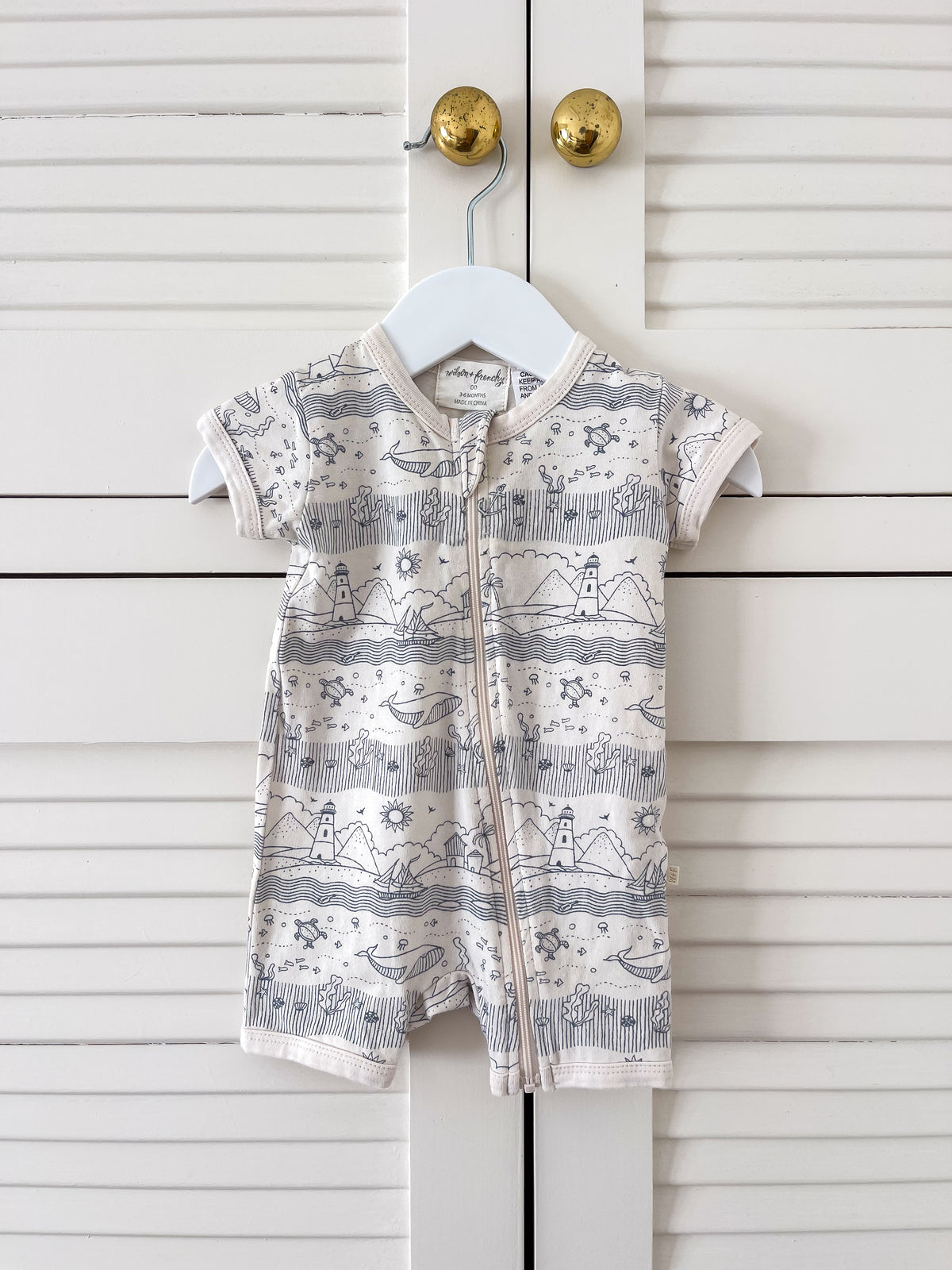 Wilson & Frenchy organic shortie zipsuit - seaside (newborn)