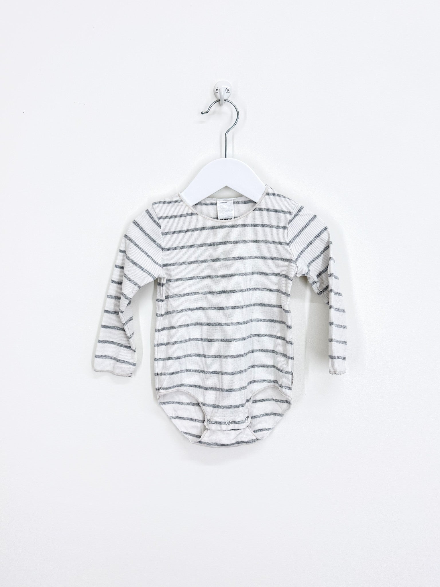 Bonds rib bodysuit - grey white stripe (12-18m)