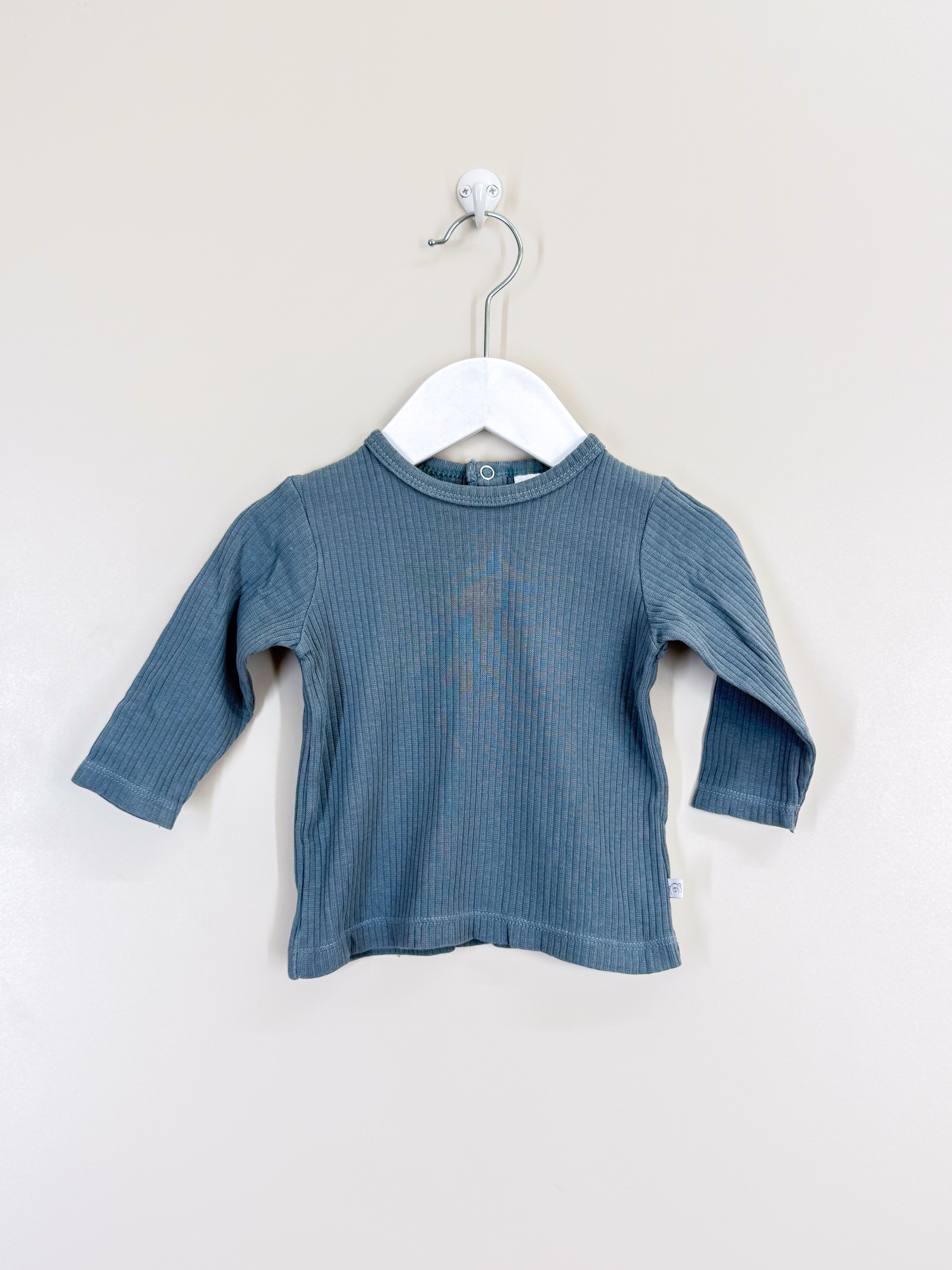 Teeny Weeny rib long sleeve tee - sage (0-3m)