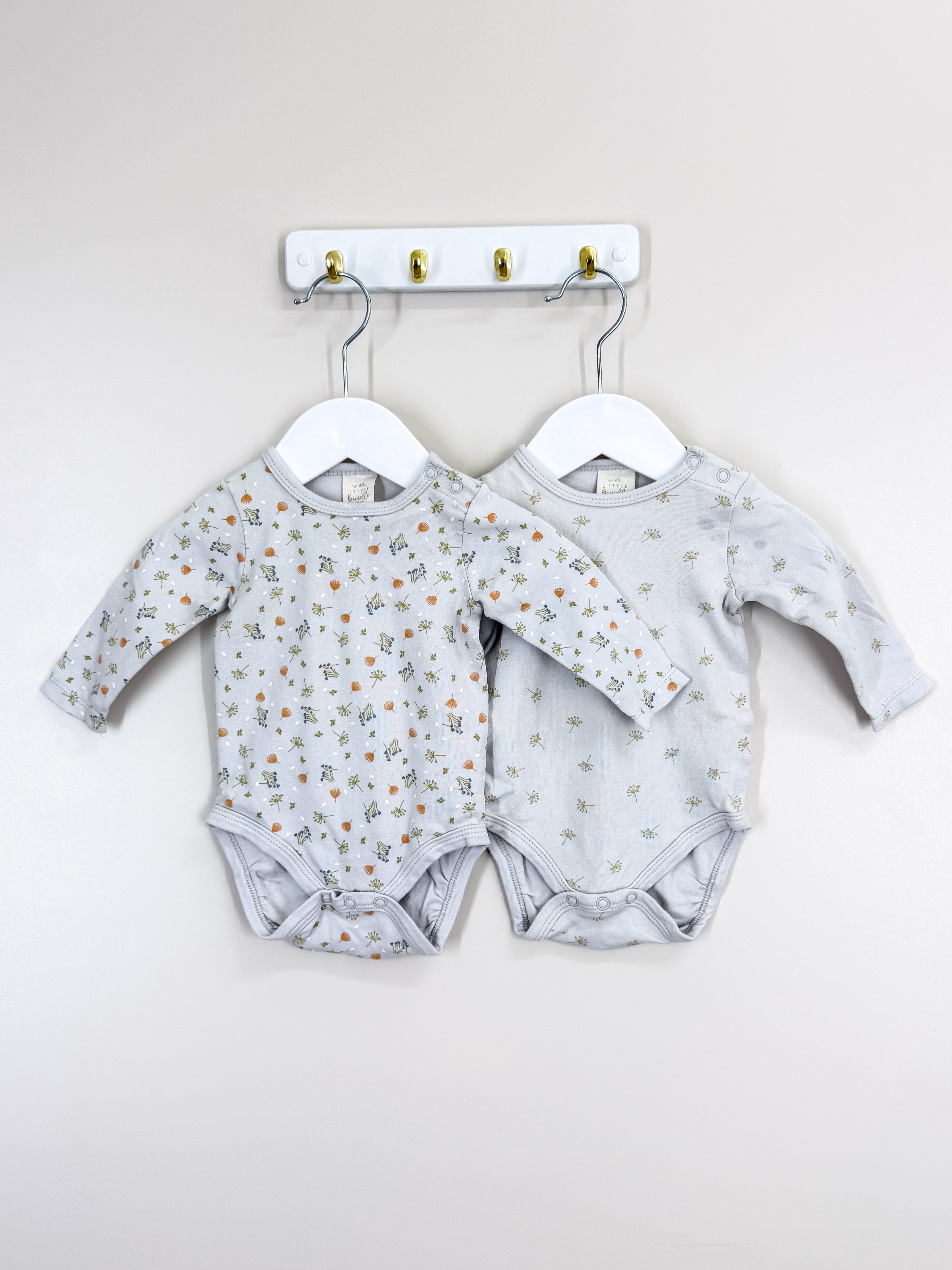 Little Bundle 2 pack bodysuit bundle - grey foliage (0-3m)