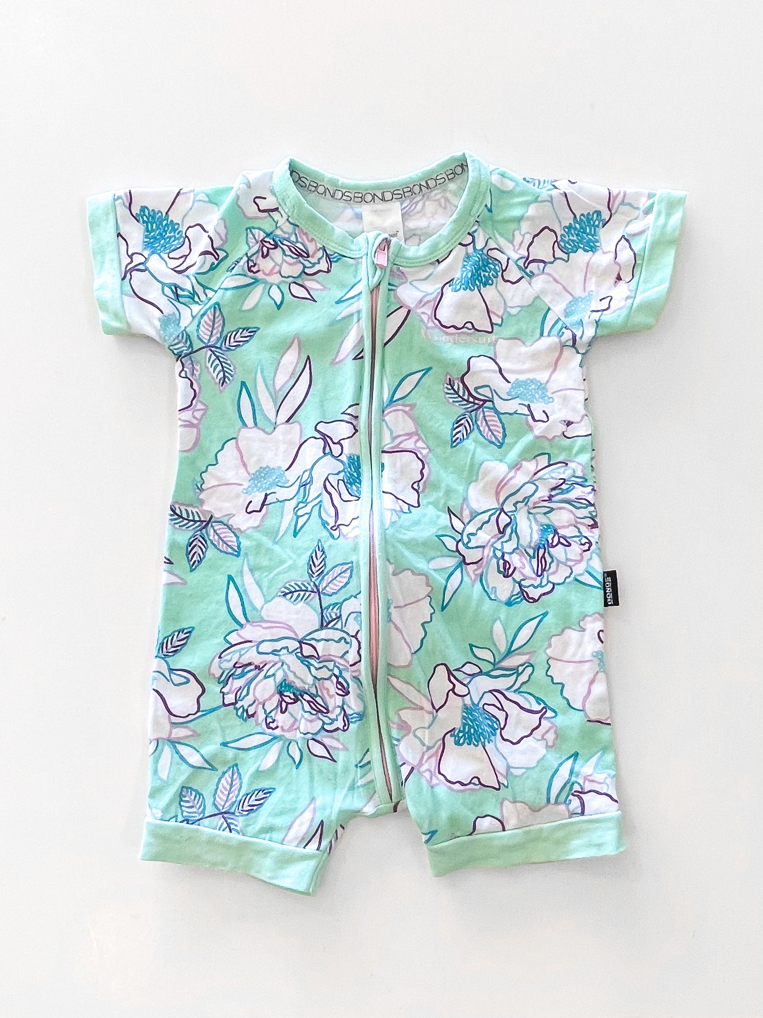 Bonds wondersuit - mint floral (6-12m)