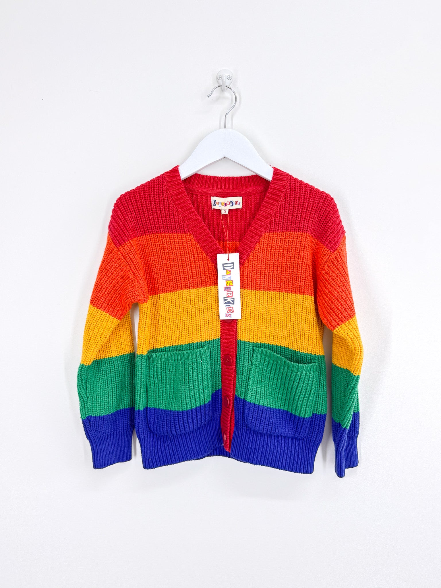 BNWT Dangerkids rainbow stripe cardigan (5y)