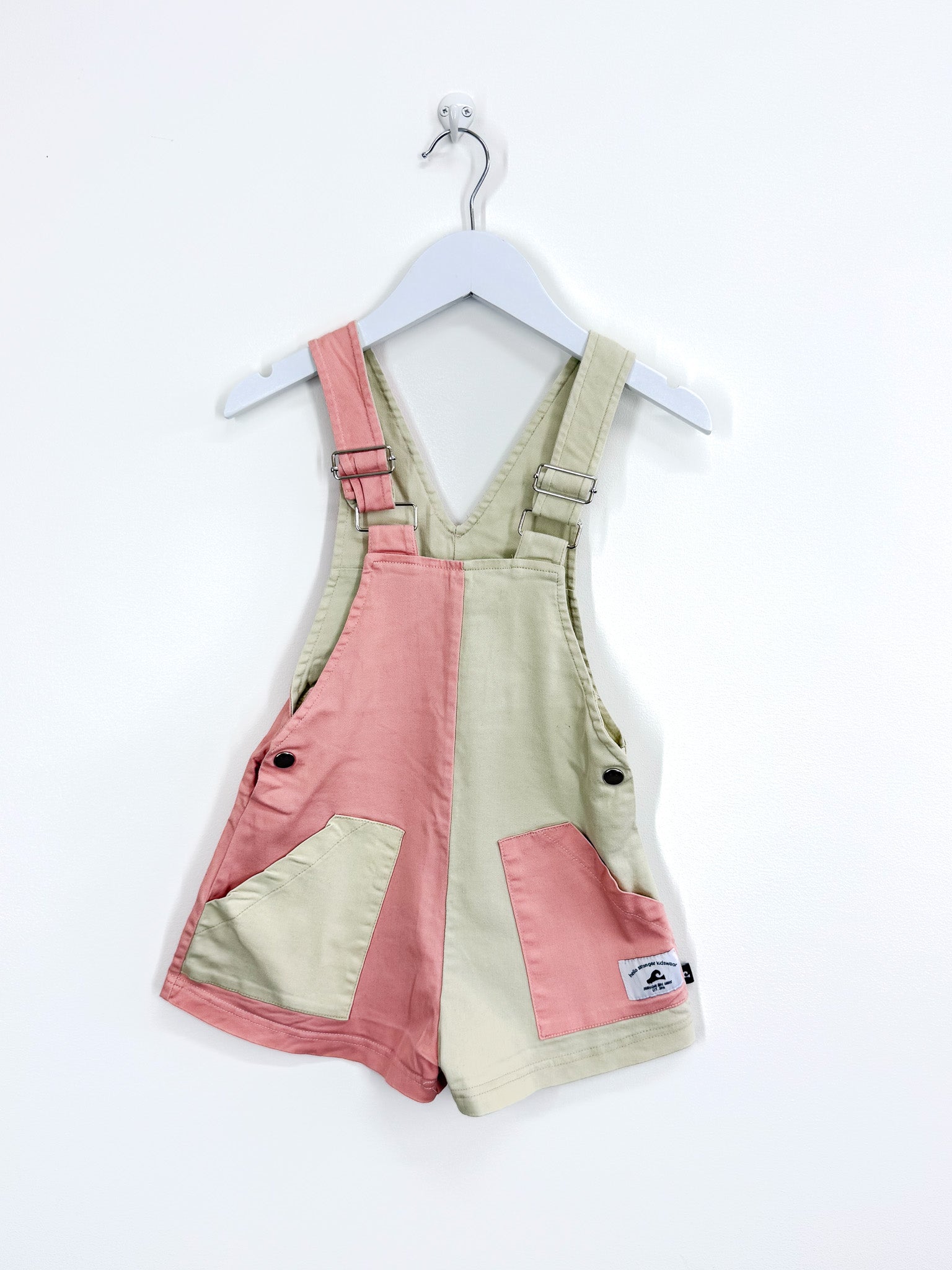 Hello Stranger pink oat shortalls (4y)