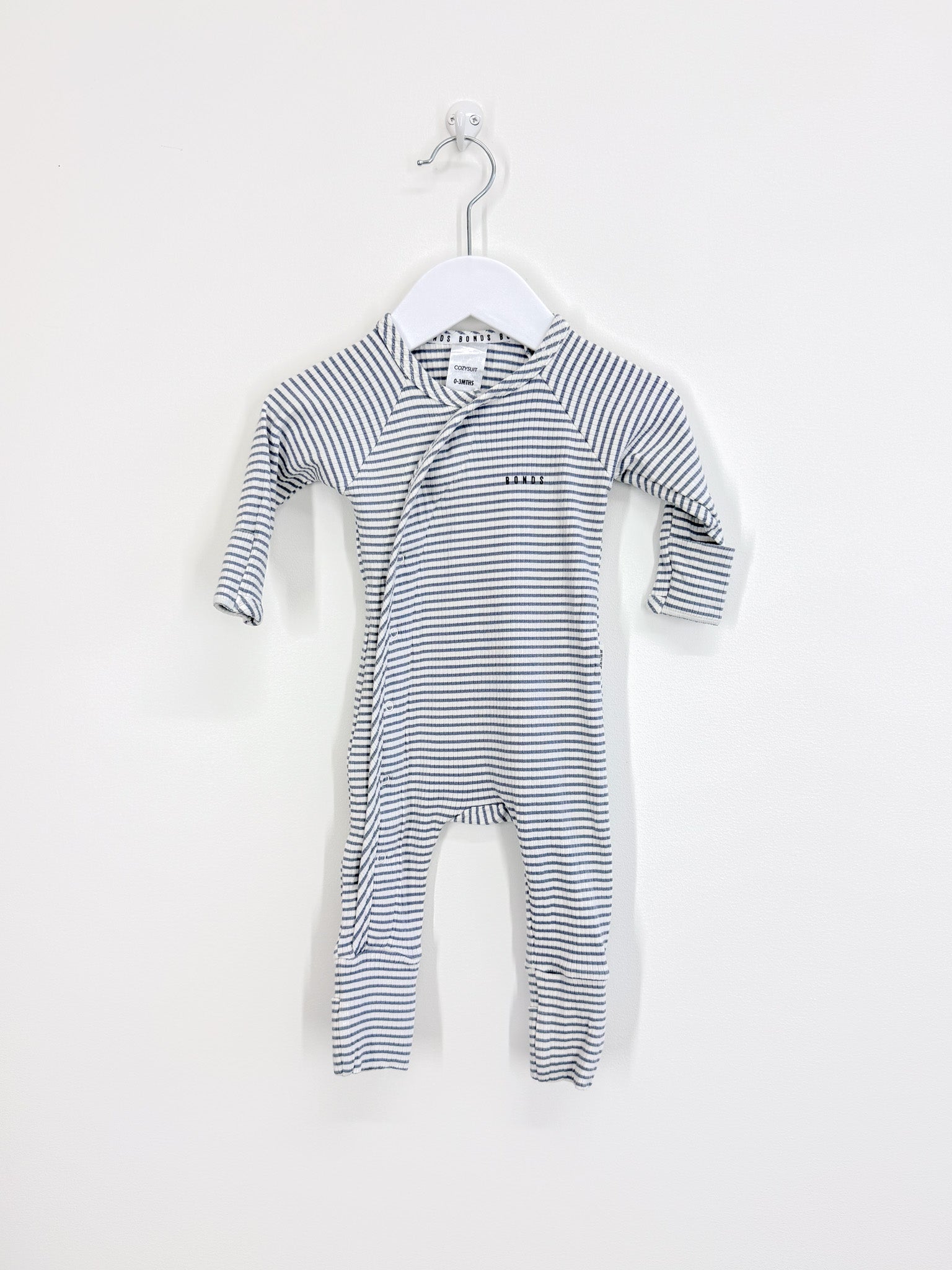 Bonds rib newbies zipsuit - blue stripe (0-3m)