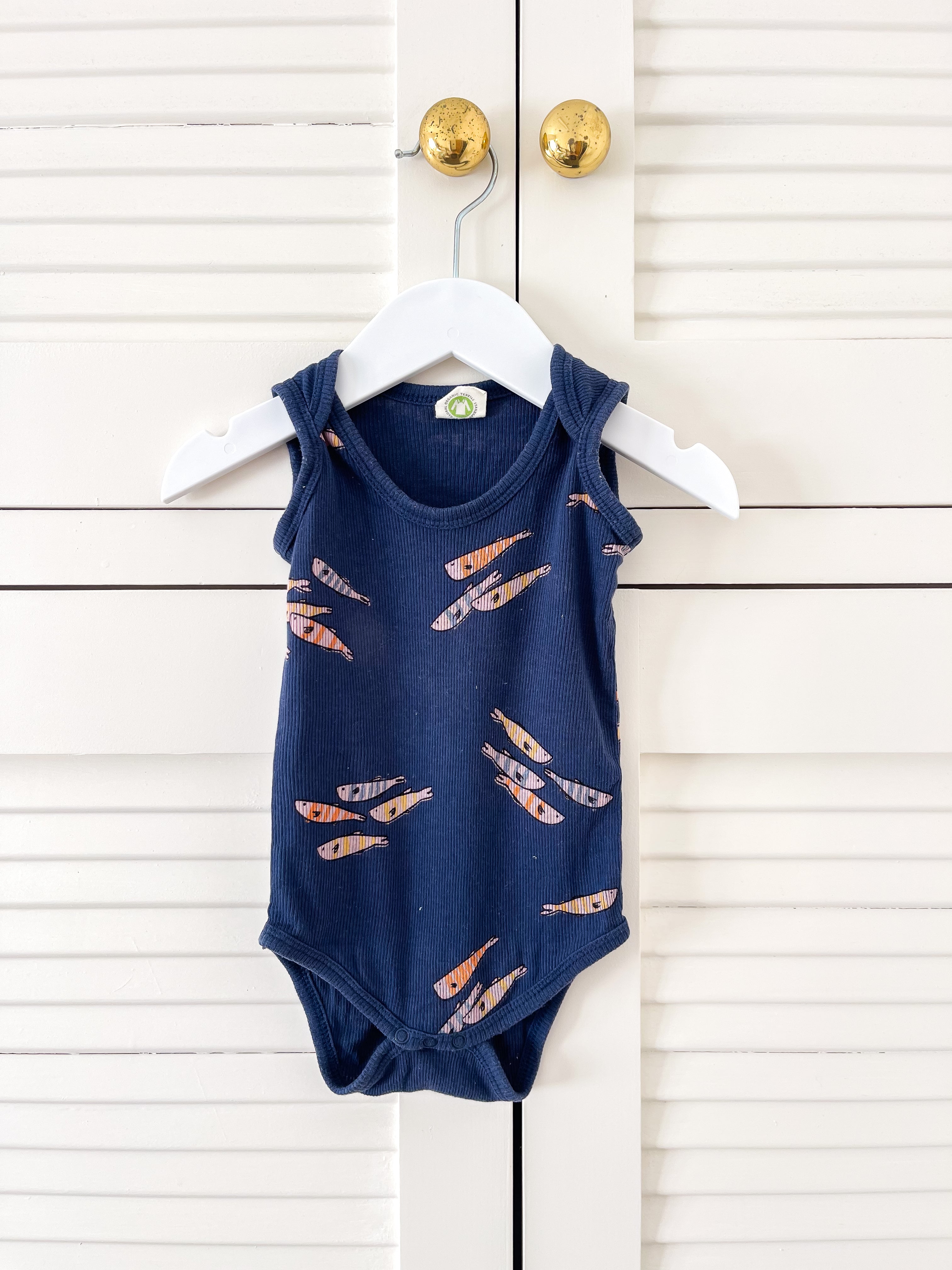 Nature Baby organic ribbed bodysuit - fish (3-6m)