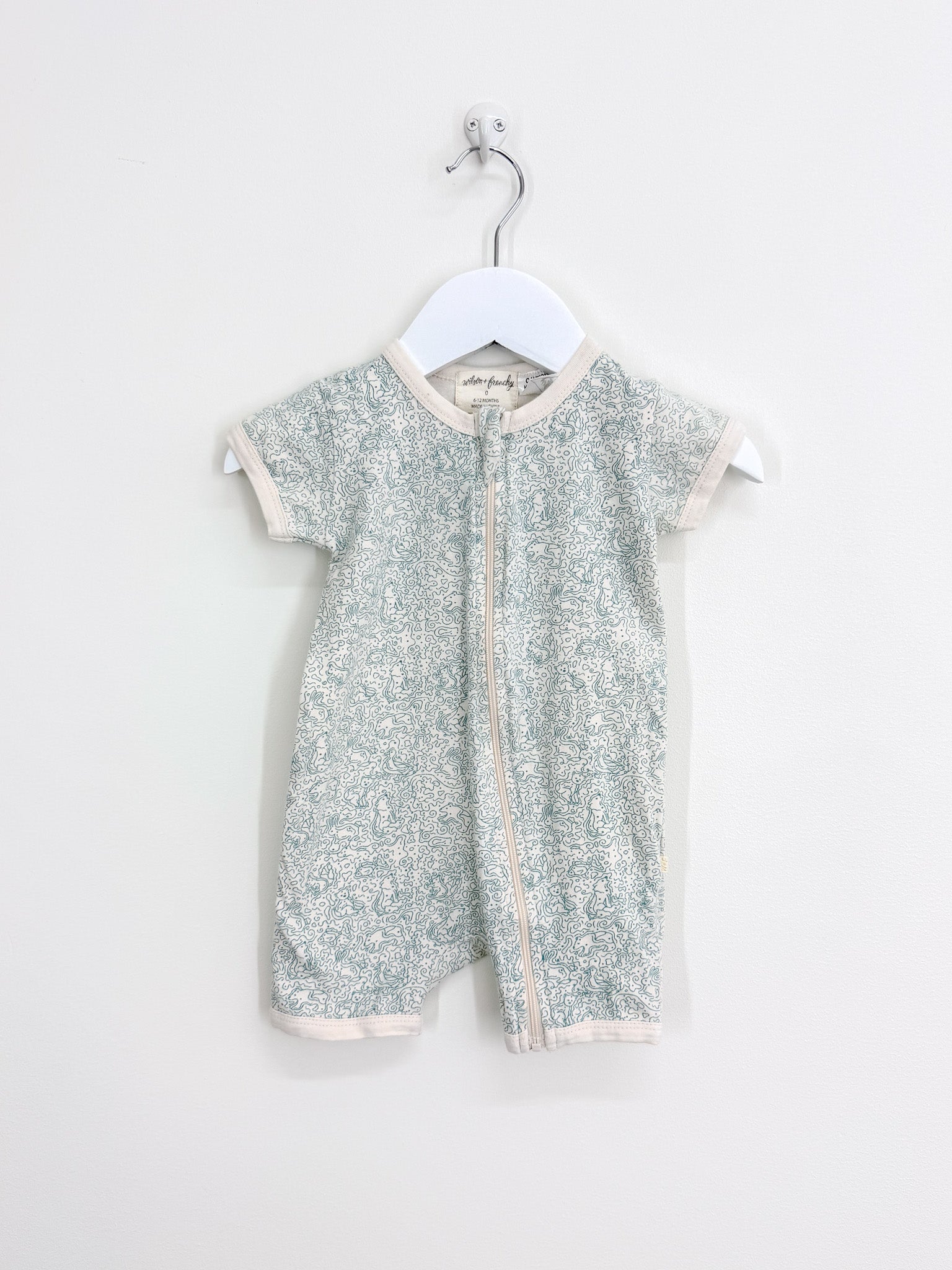 Wilson & Frenchy organic shortie zipsuit - squiggle (6-12m)