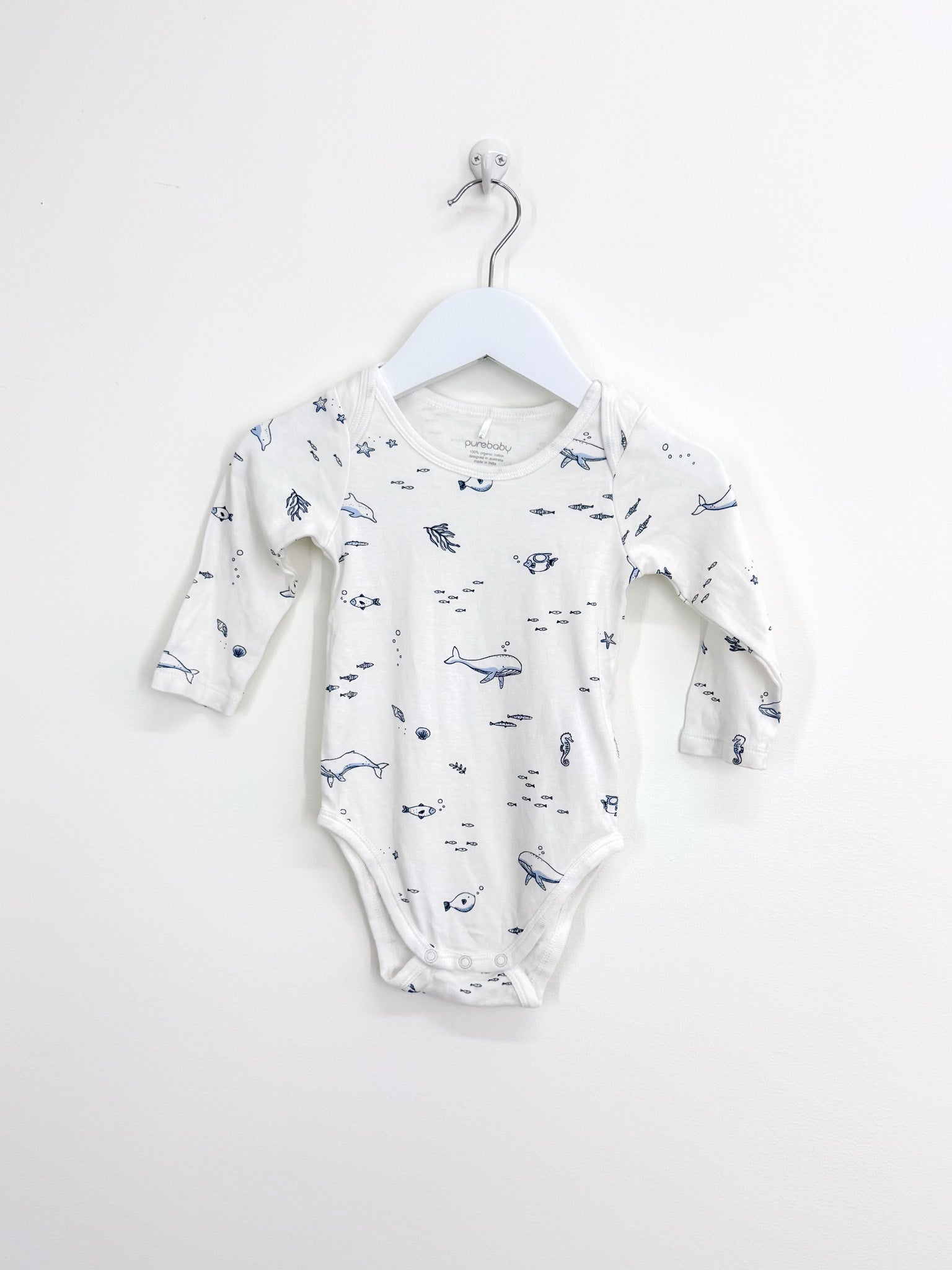 Purebaby organic bodysuit - ocean (6-12m)