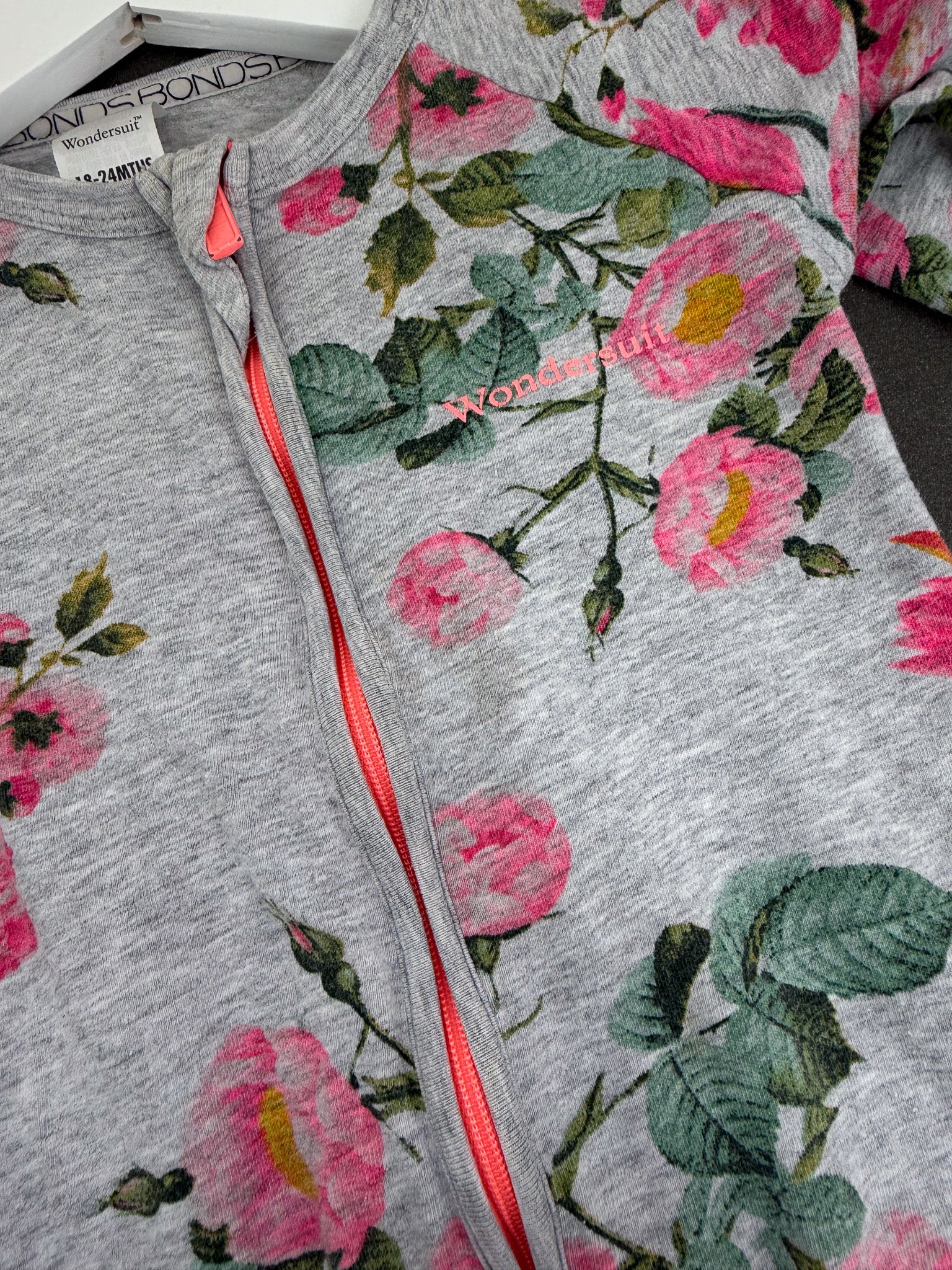 Bonds wondersuit - grey floral (18-24m)