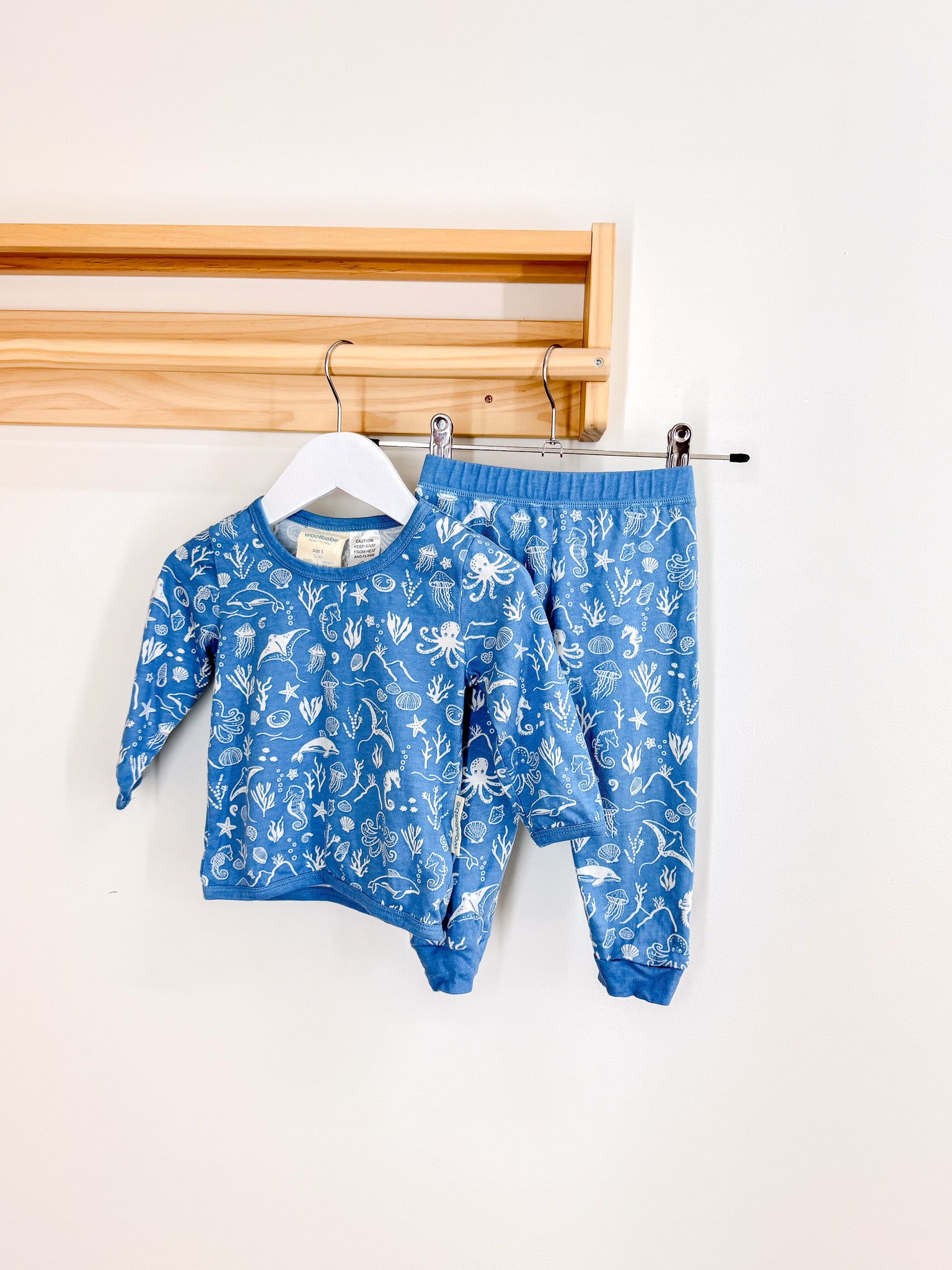 Woolbabe merino cotton PJ set (1y)