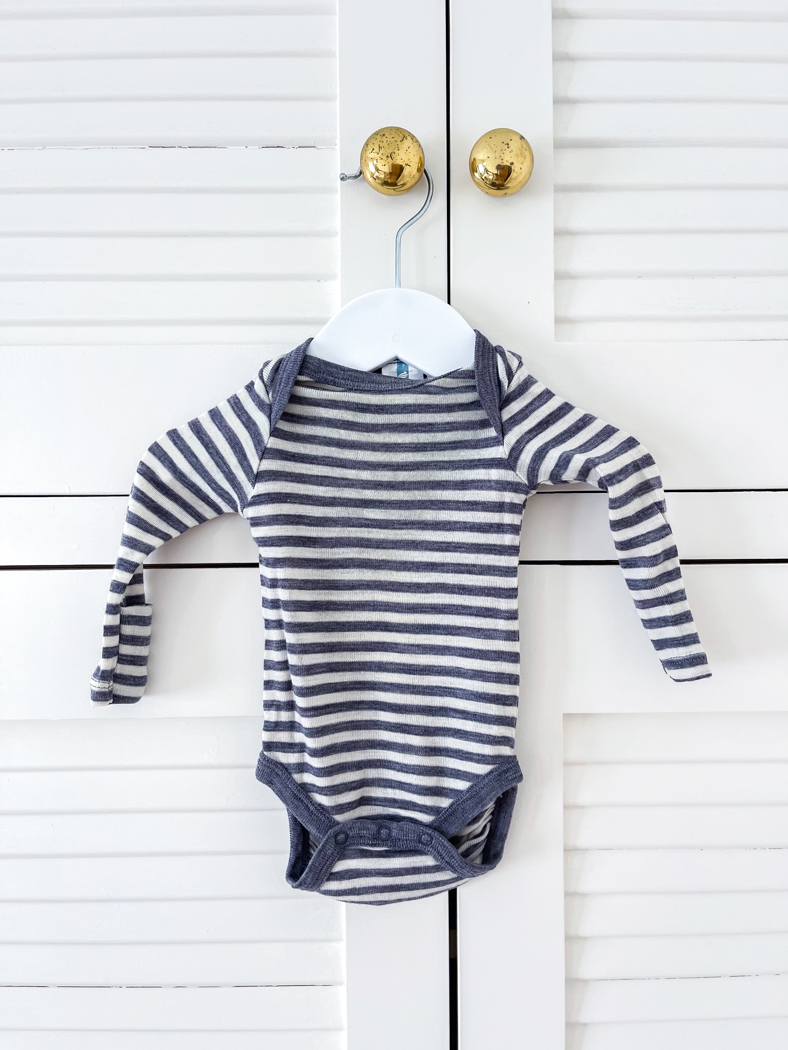 Superfit merino bodysuit - grey stripe (3-6m)