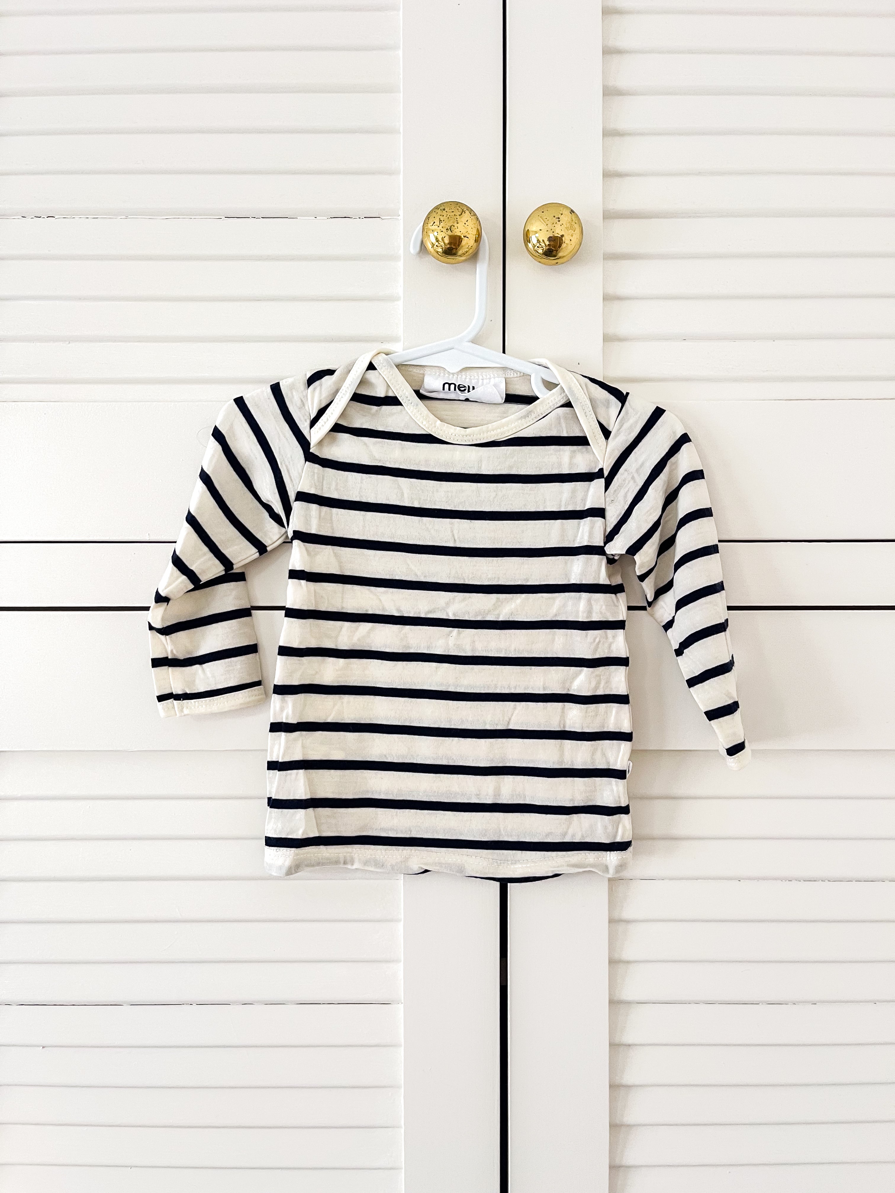 Mello Merino long sleeve tee - navy stripe (3-6m)