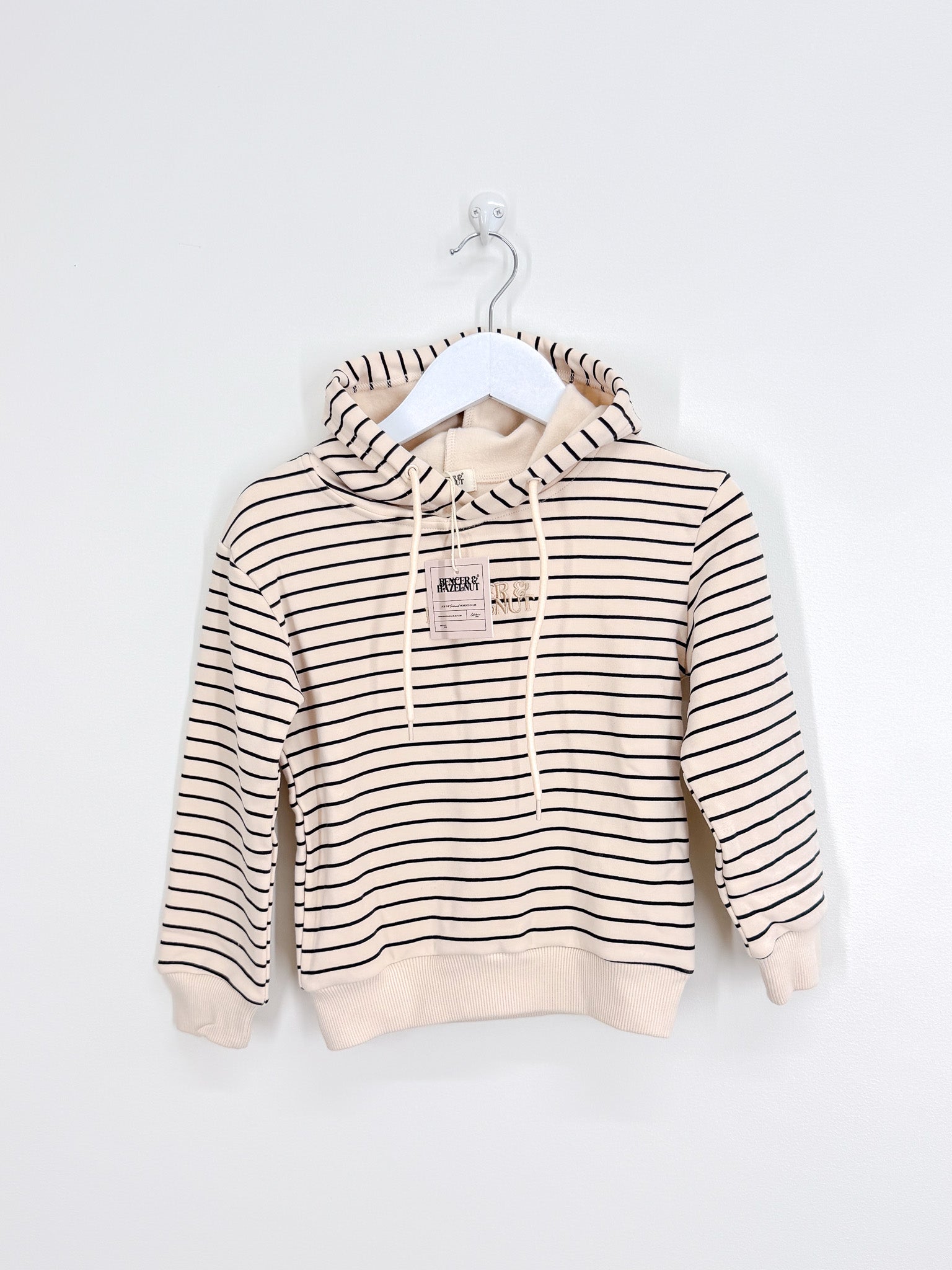BNWT Bencer & Hazelnut striped logo hoodie (4y)