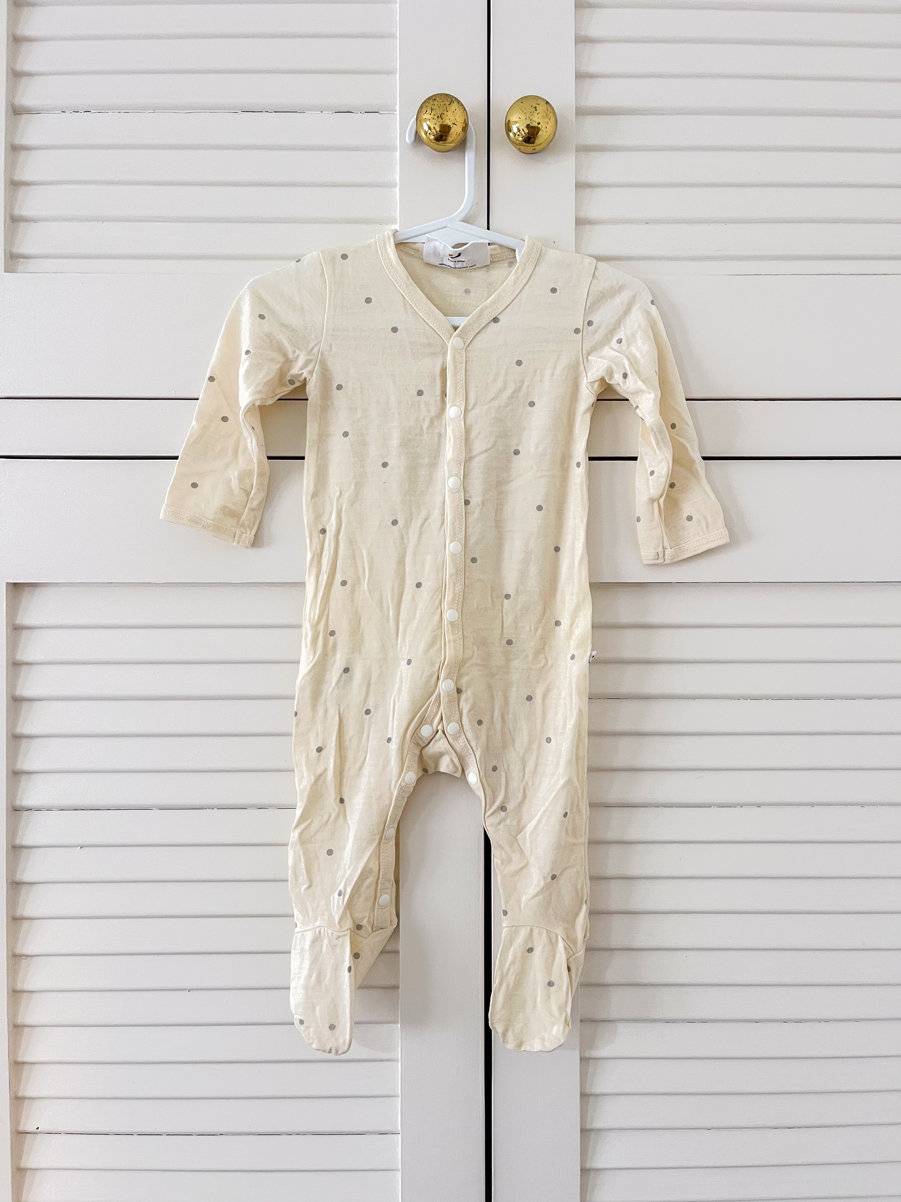 Mello Merino onesie - cream grey spot (3-6m)