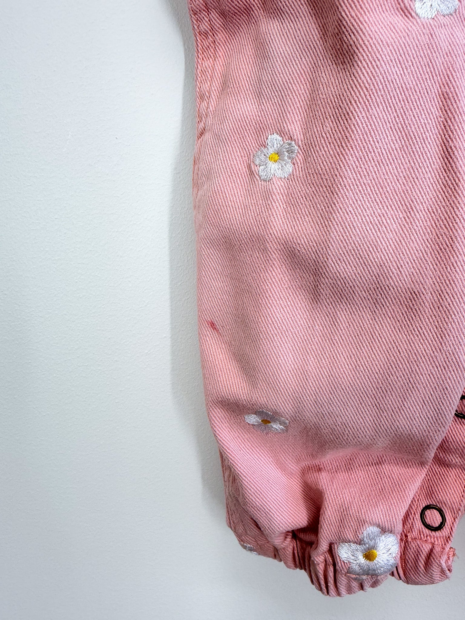 Blossom + Pear pink denim floral overalls (2y)