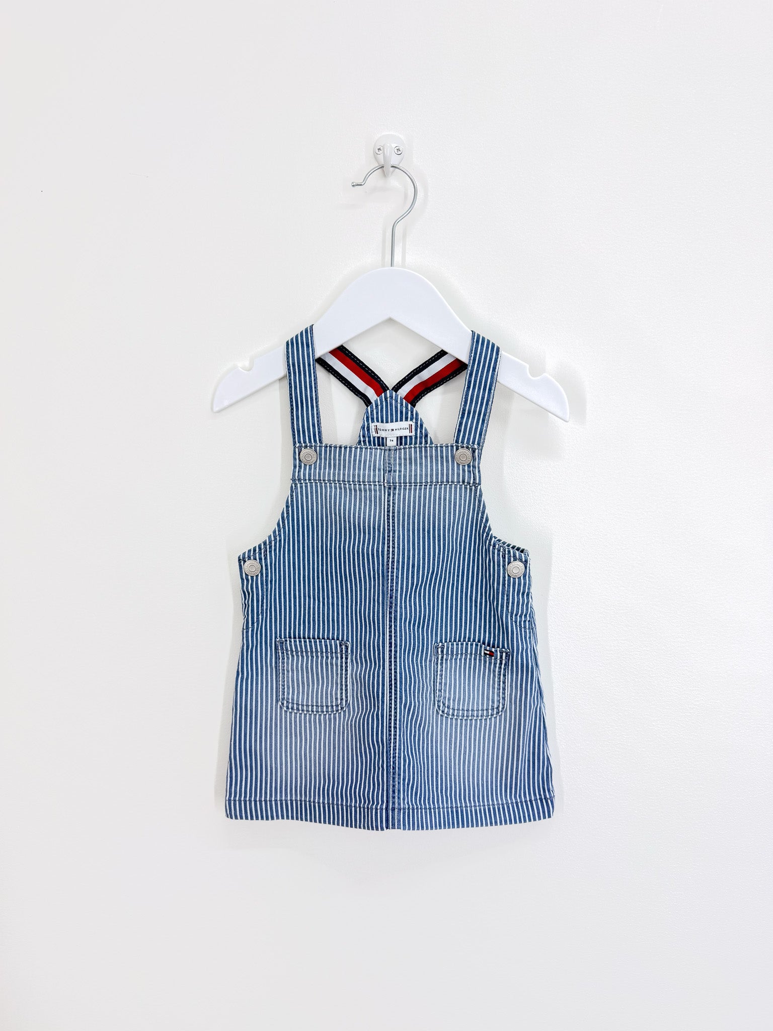 Tommy Hilfiger denim pinafore dress (6-9m)