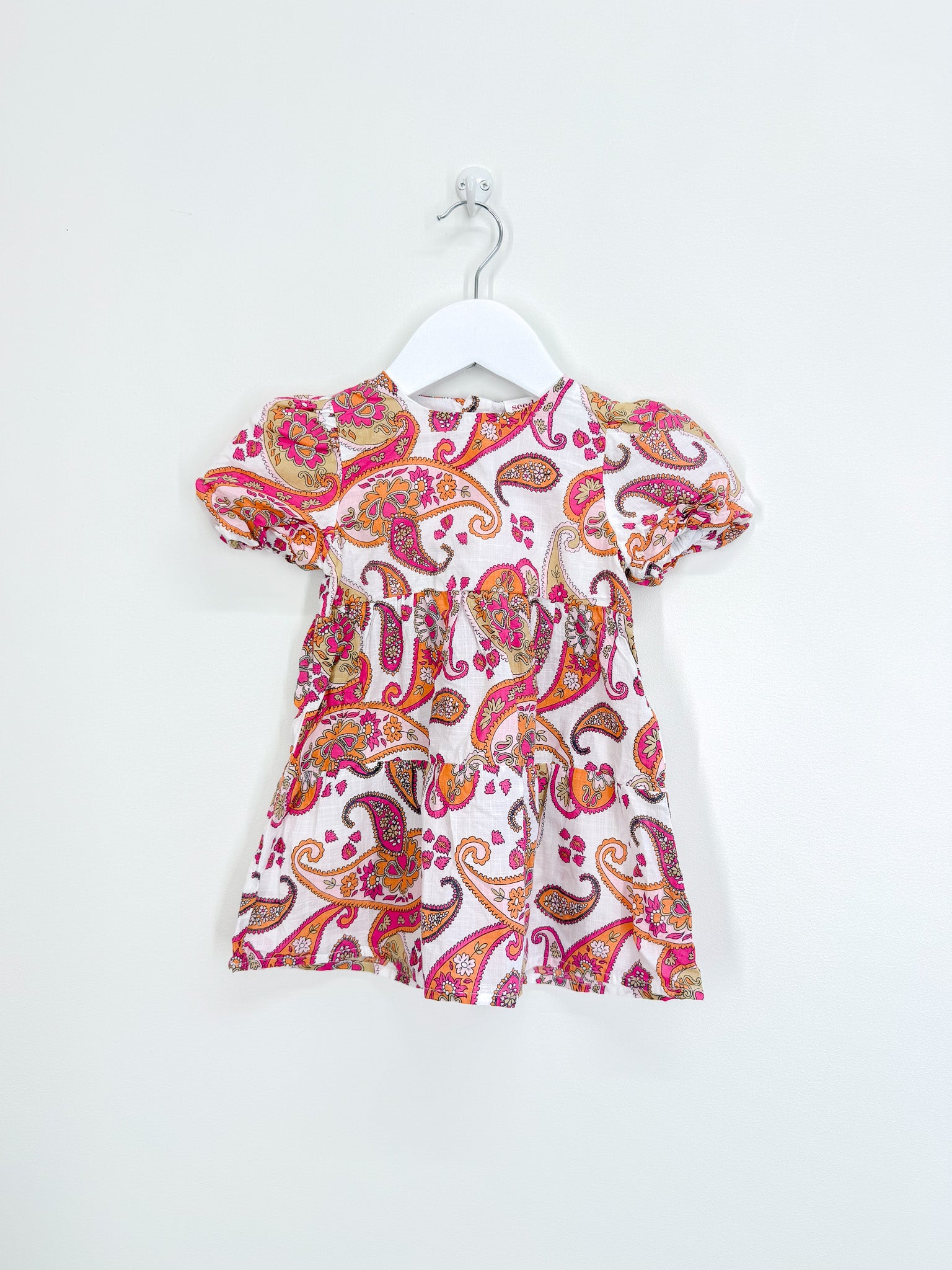 Seed paisley puff sleeve dress (6-12m)